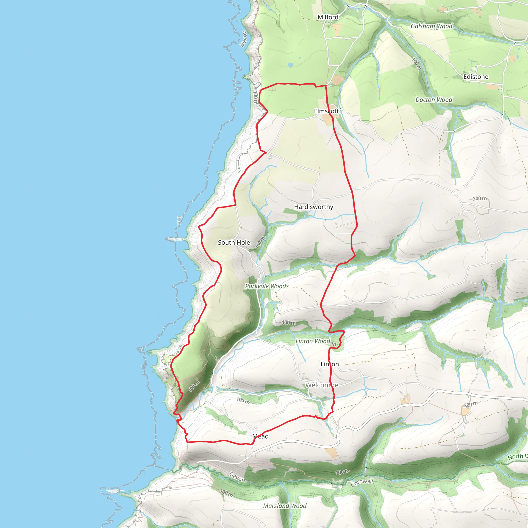 Knap Head to Mansley Cliff mobile static map