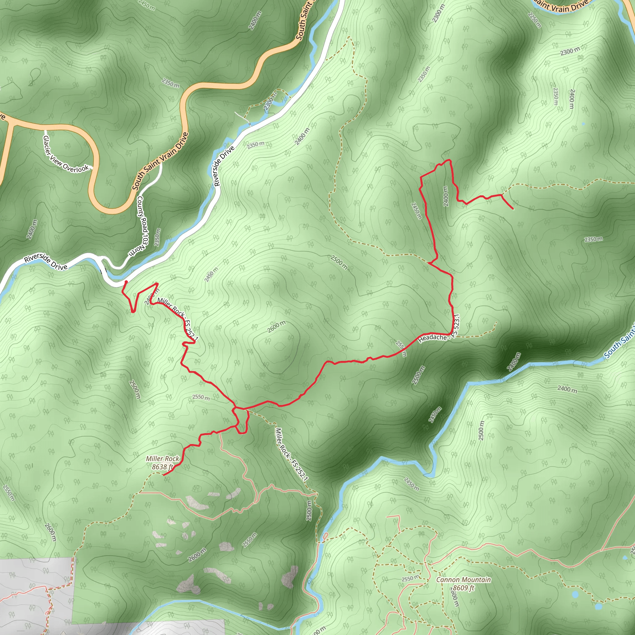 Headache and Miller Rock mobile static map