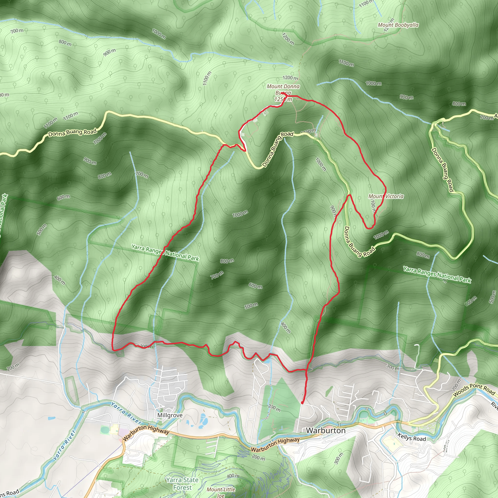 Mt Donna Buang Trail via Walker Creek Spur mobile static map
