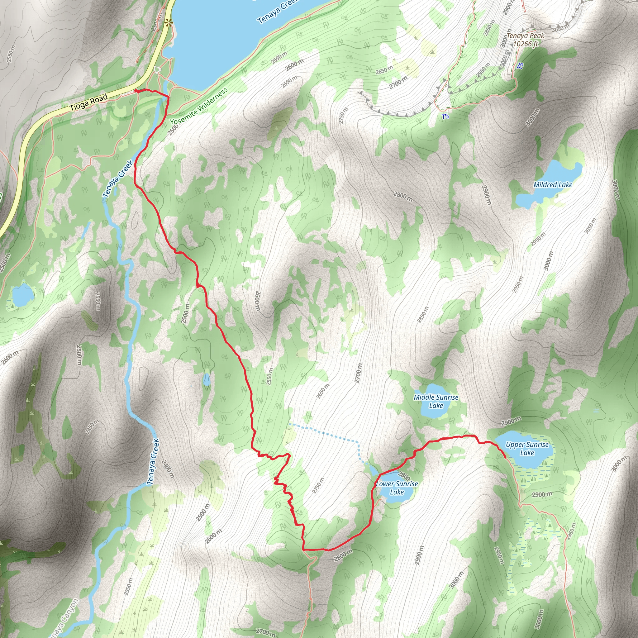 Sunrise Lakes Trail mobile static map