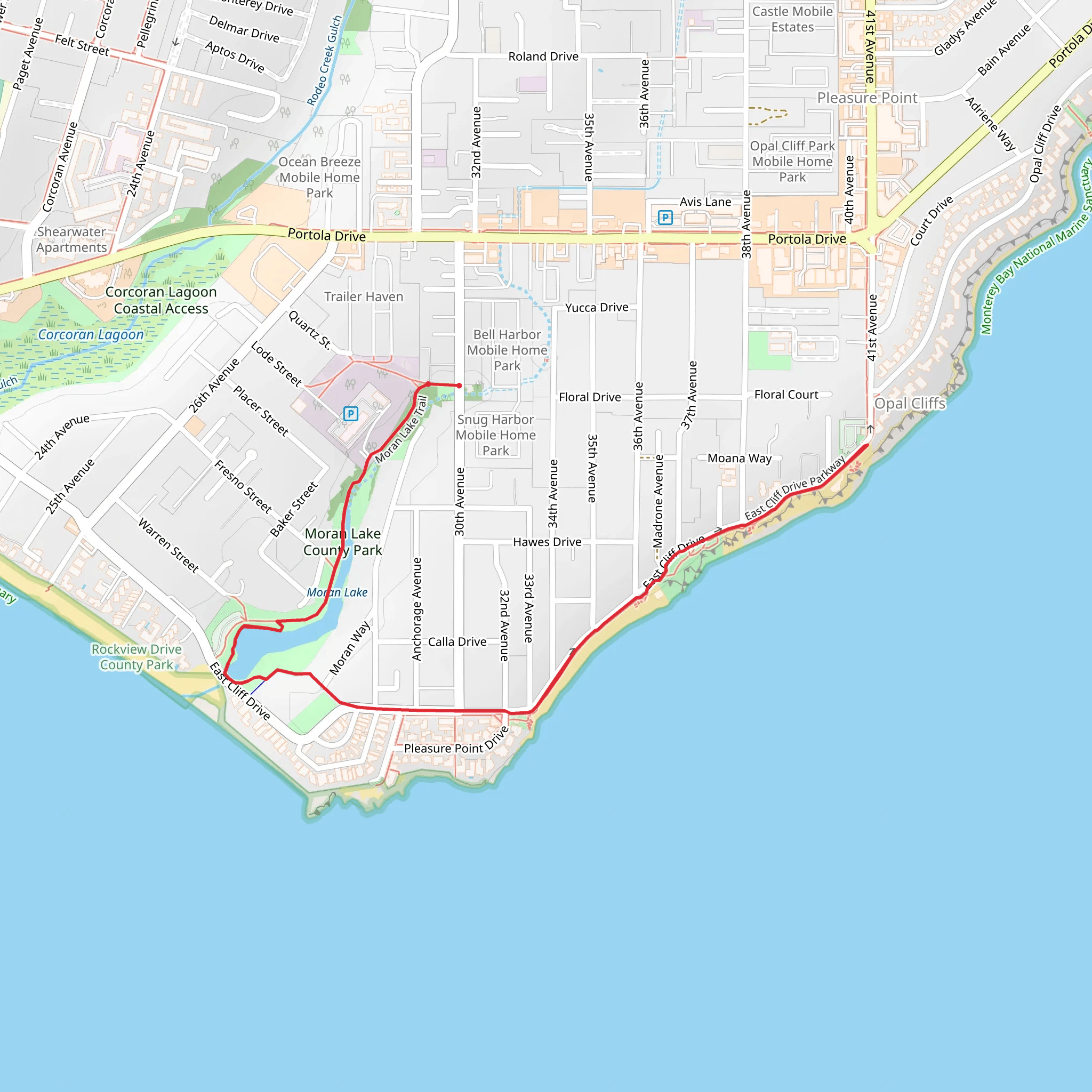 Moran Lake Trail and Moran Way mobile static map