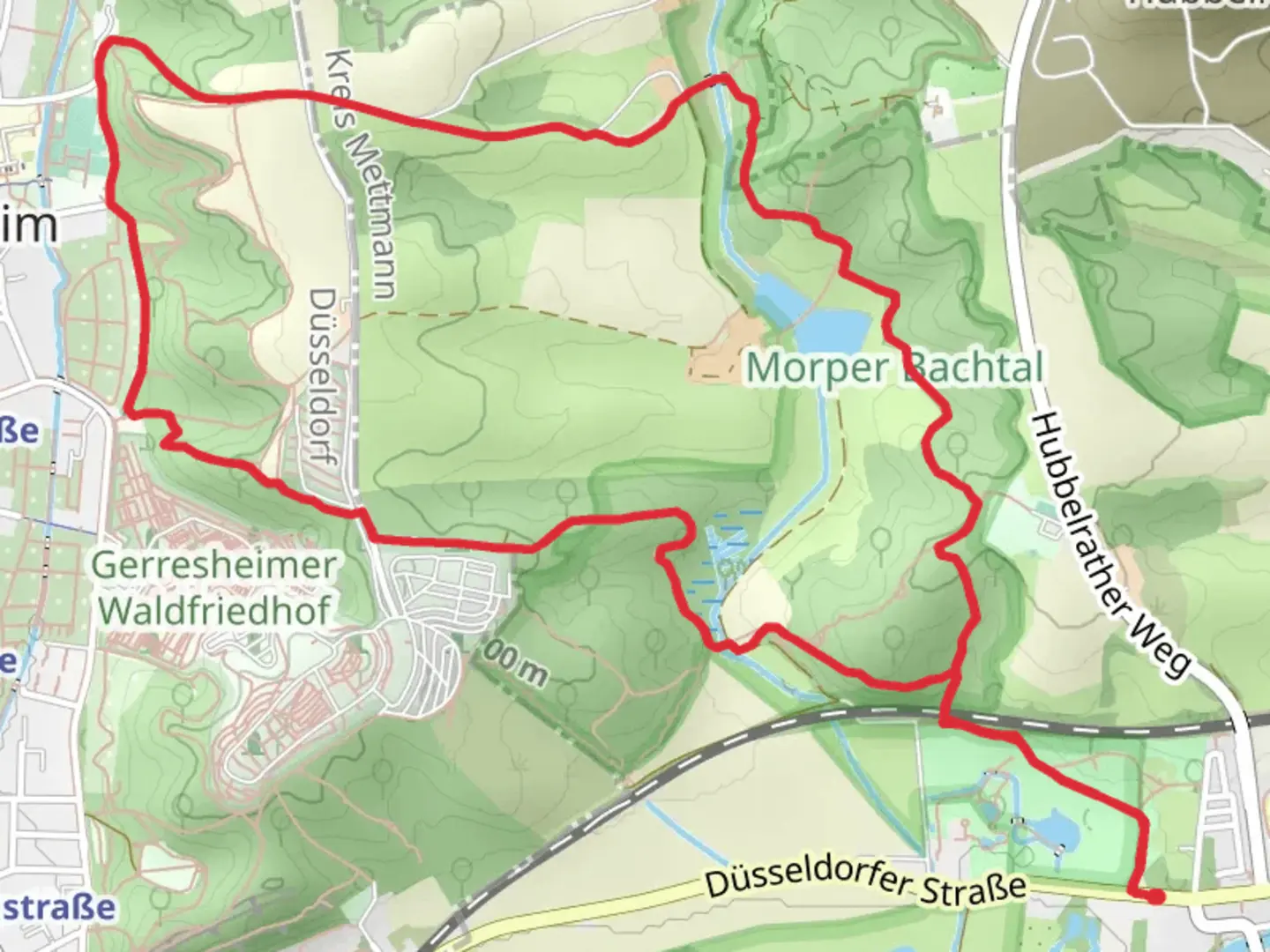 An image depicting the trail Vollquadrat Gerresheim-Neanderthal and Neanderland Steig Loop and its surrounding area.