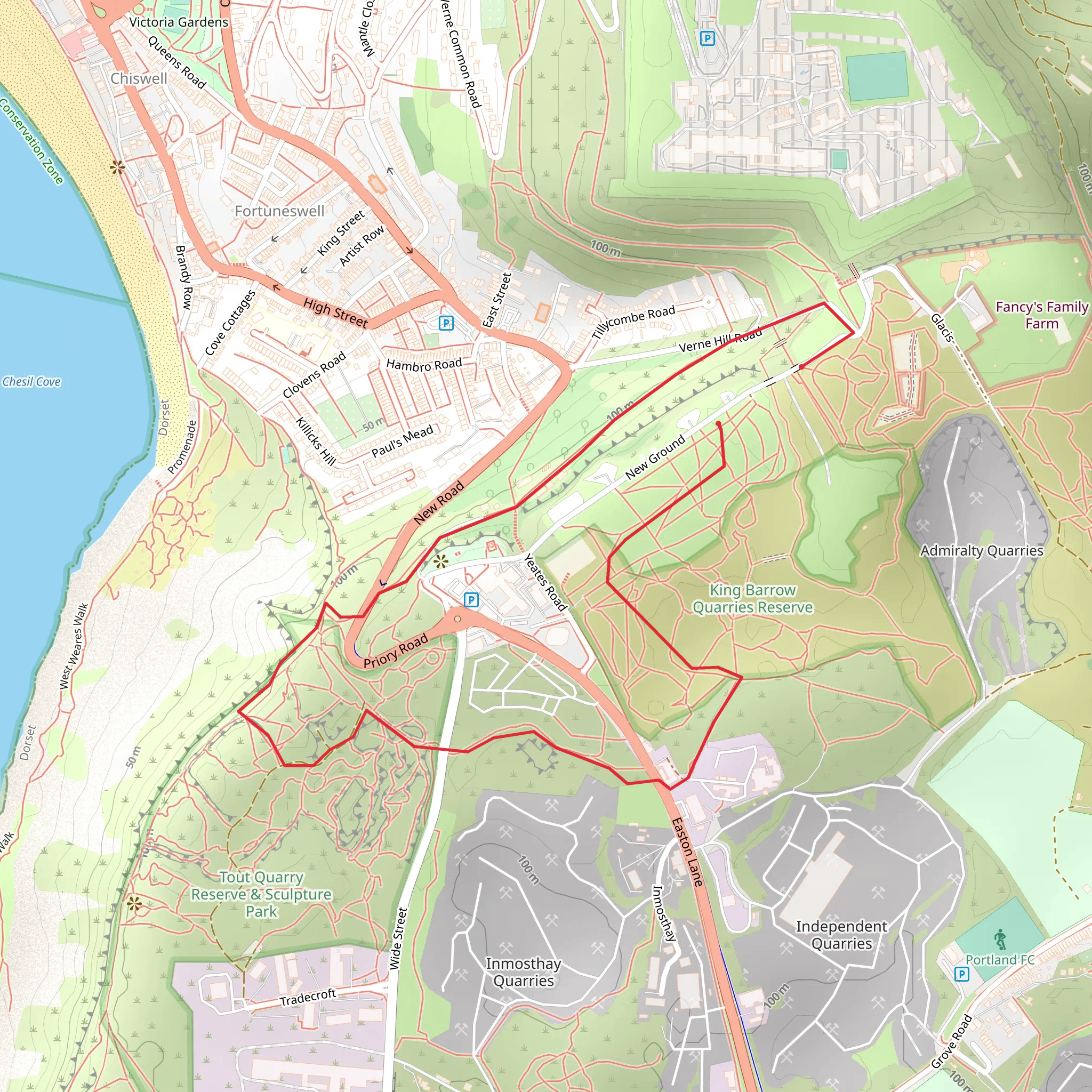 Legacy Trail 7 - Around Portland Quarries Walk mobile static map