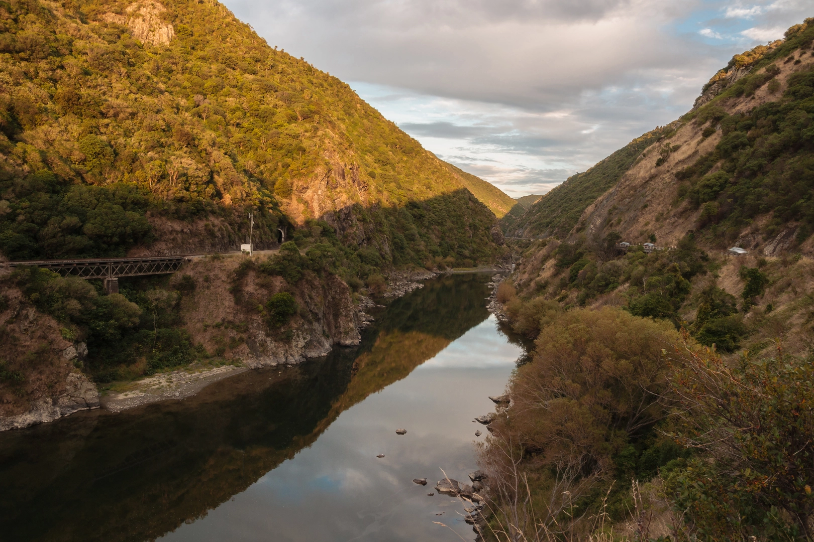 An image depicting the trail Manawatu Gorge Track via Big Totara Tree and its surrounding area.