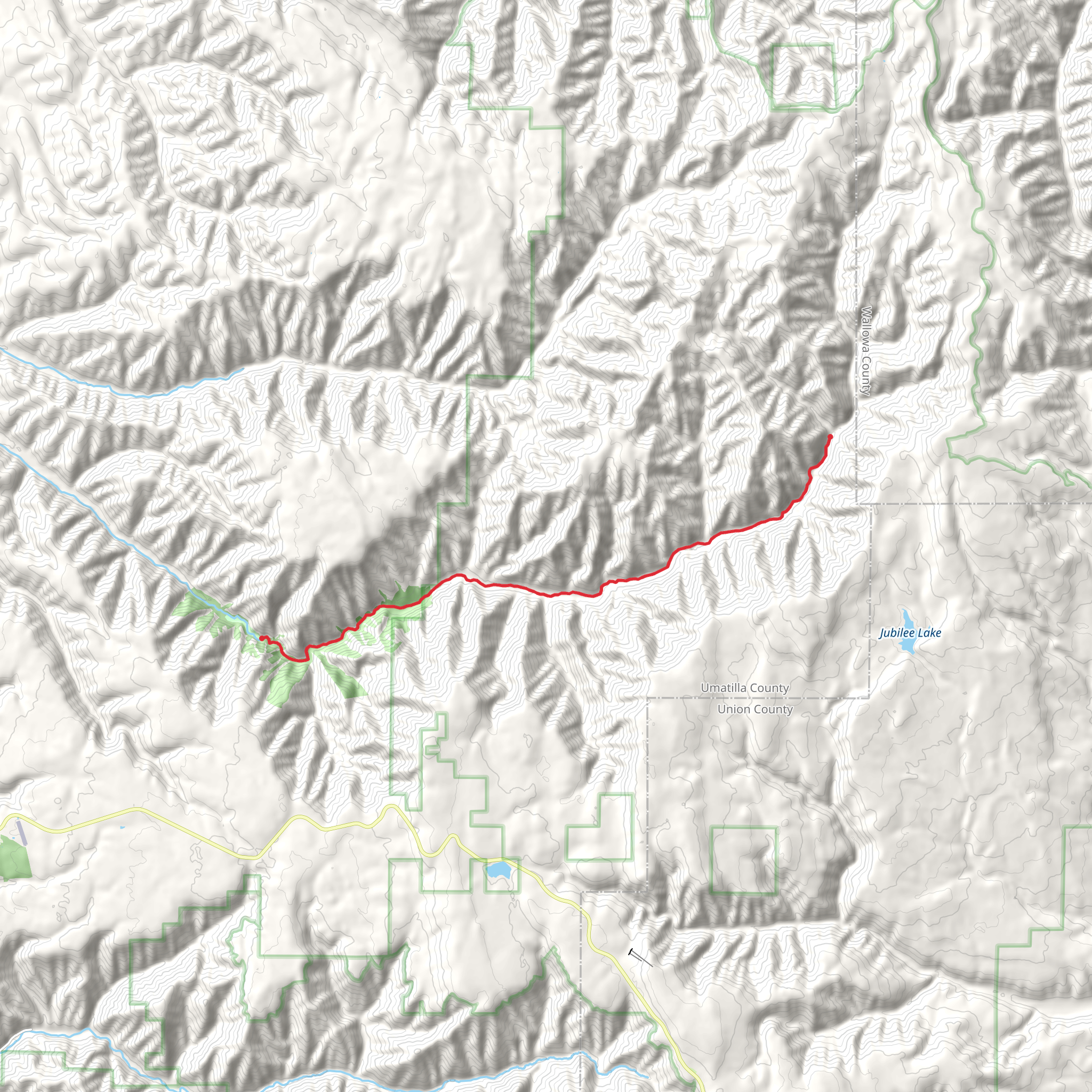 South Fork Walla Walla Trail mobile static map