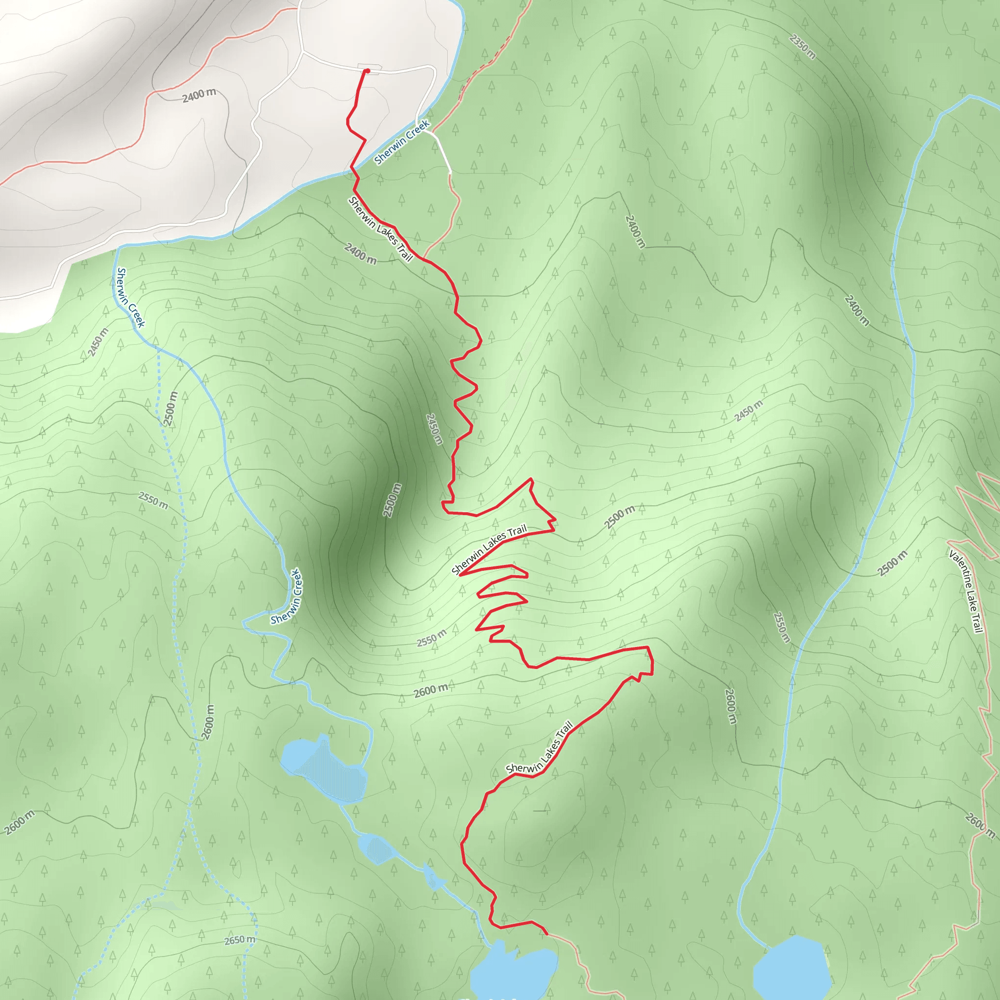 Sherwin Lakes Trailhead mobile static map