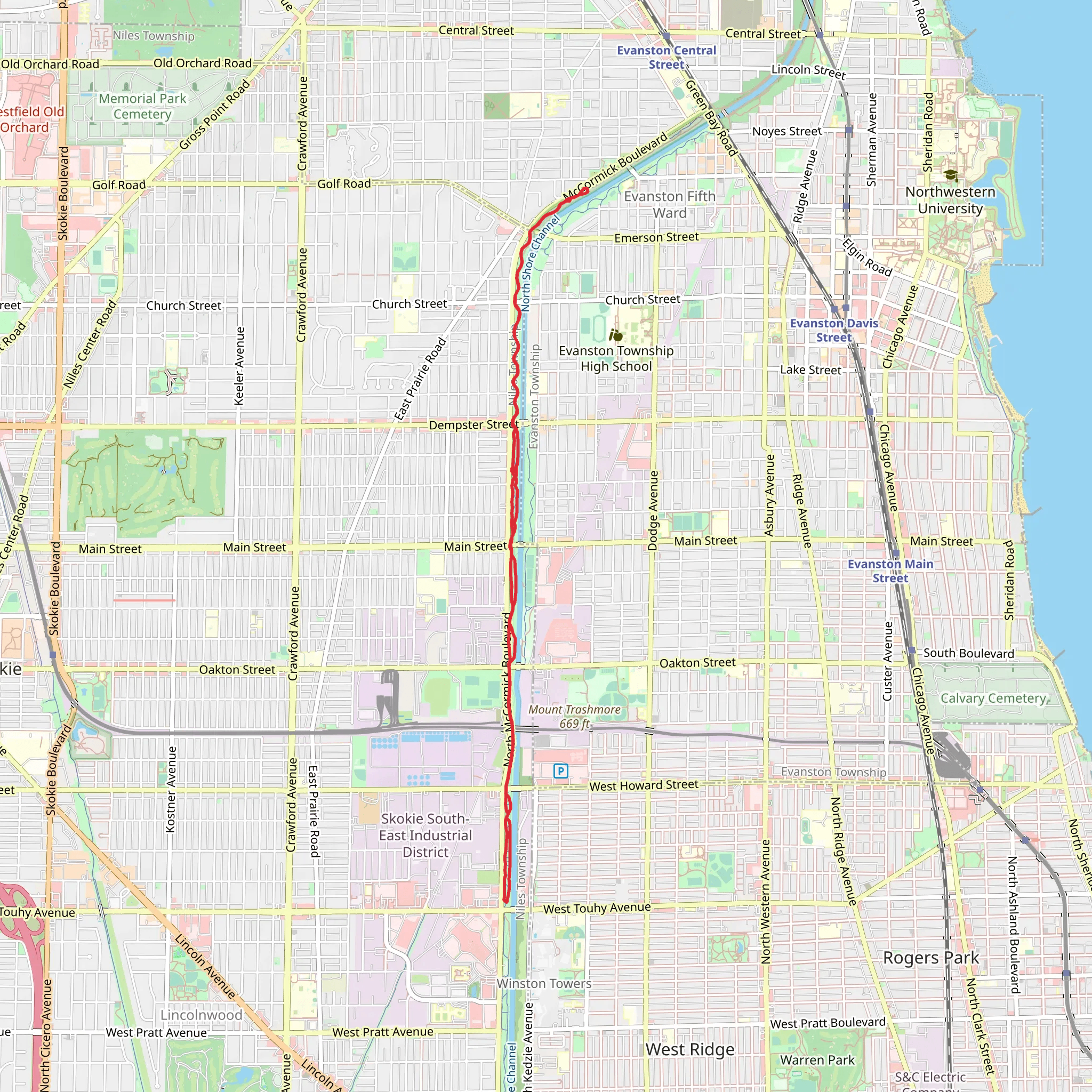 North Shore Channel Loop Trail mobile static map
