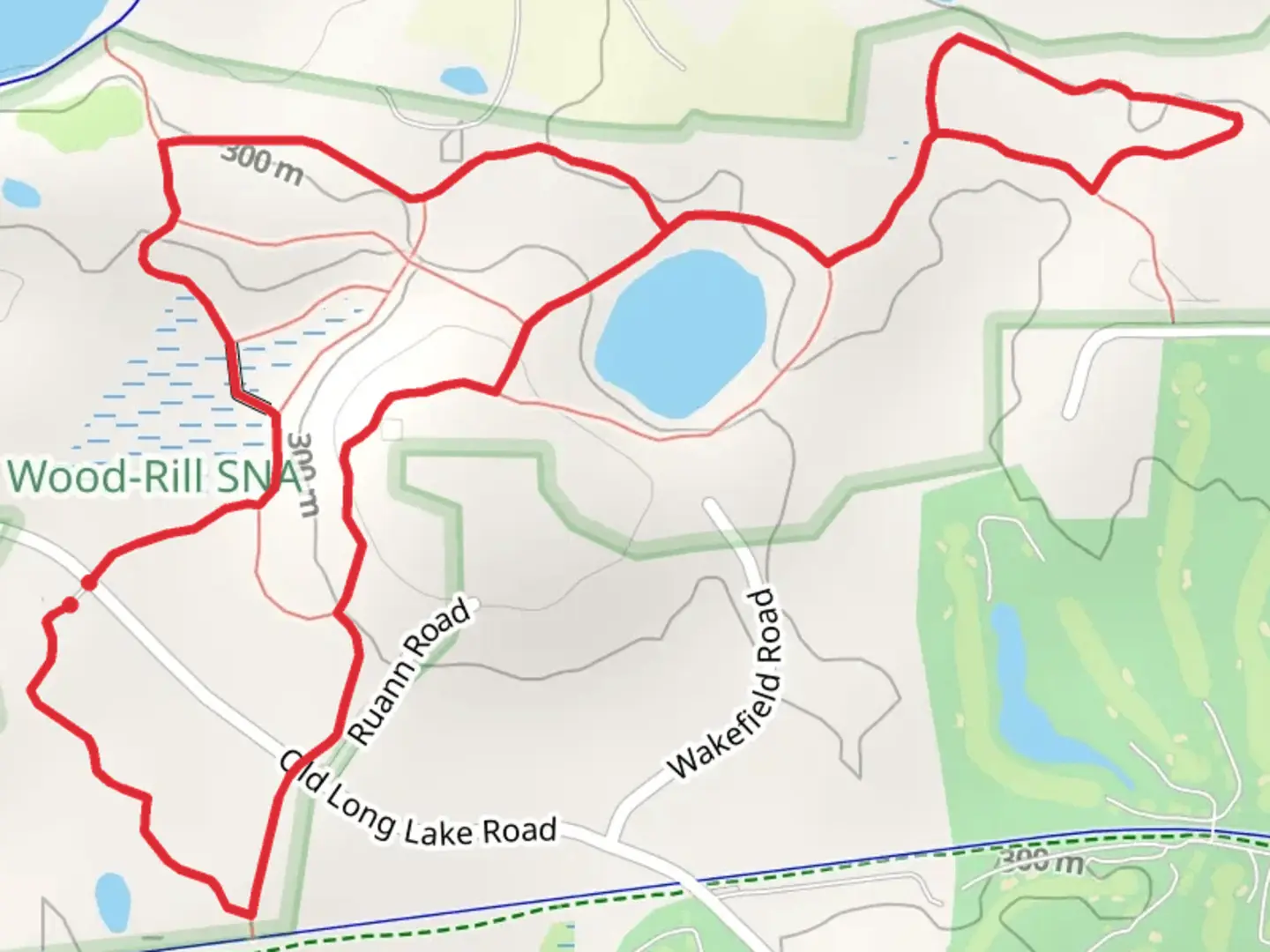 An image depicting the trail Loop around Old Long Lake Road and its surrounding area.