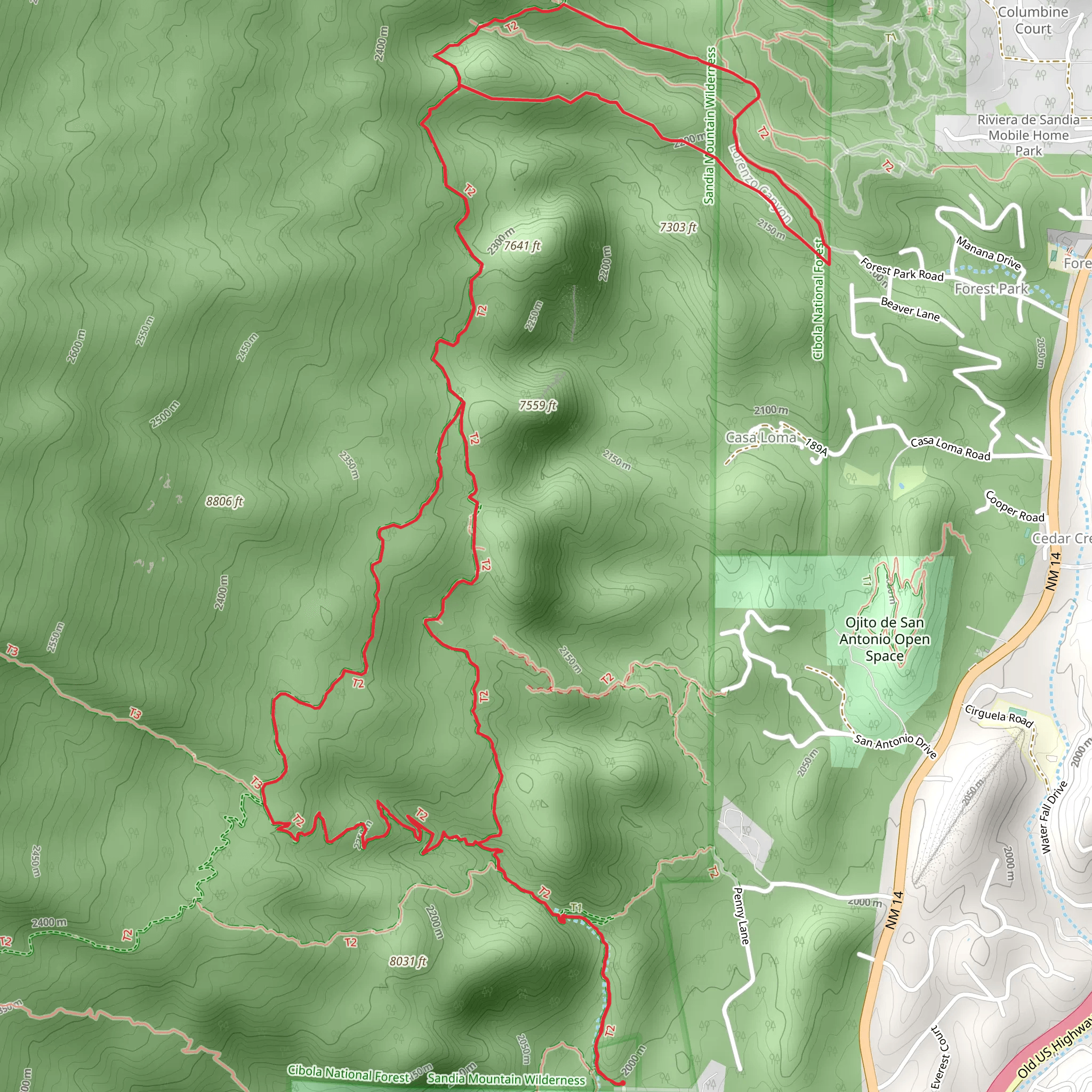 South Crest, Upper Faulty and Lorenzo Canyon Loop Trail mobile static map