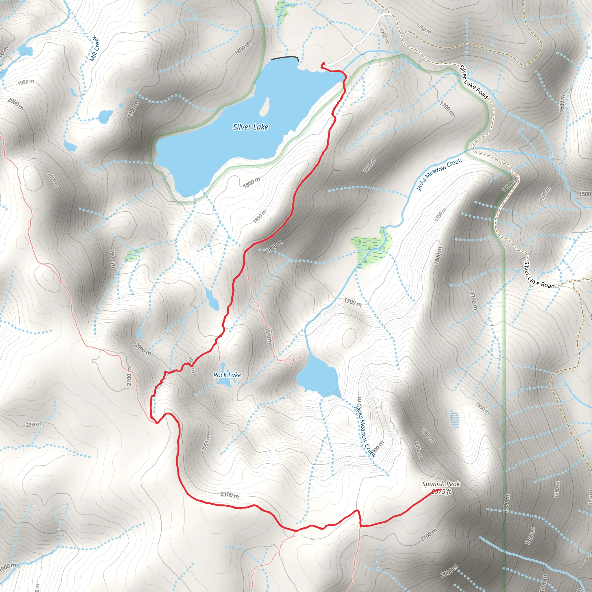 Spanish Peak from Silver Lake mobile static map