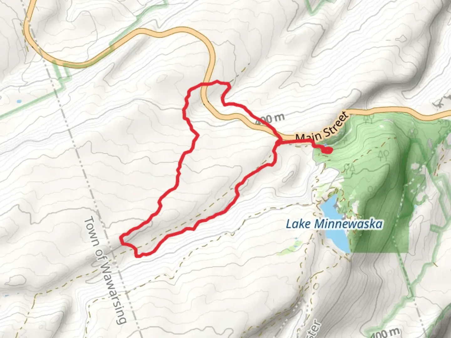 An image depicting the trail Jenny Lane and Peters Kill Falls Trail Loop and its surrounding area.