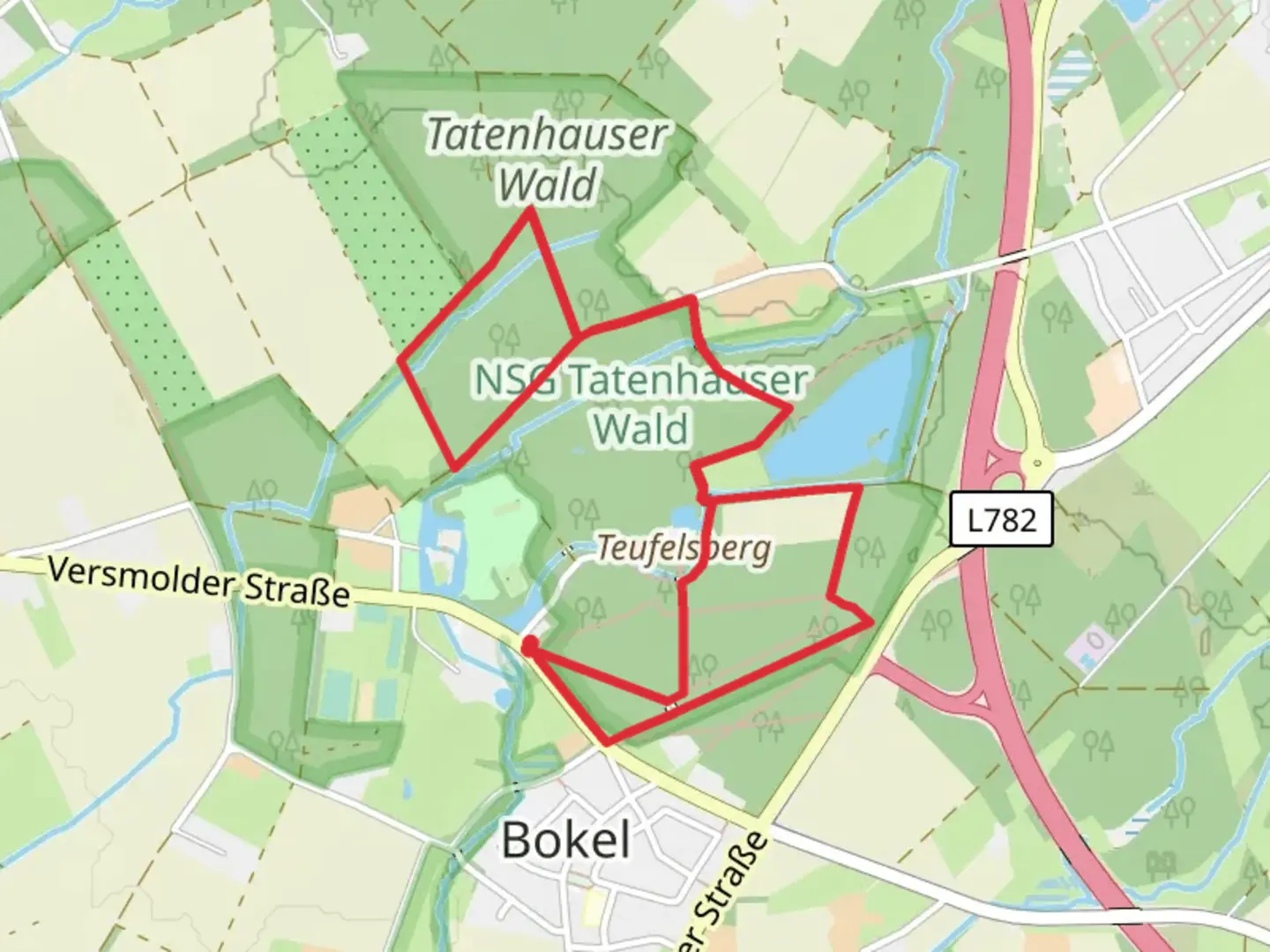 An image depicting the trail Vennteichsee via Rund ums Wasserschloss and its surrounding area.