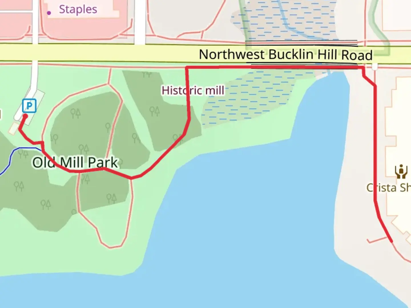 An image depicting the trail Old Mill Park and its surrounding area.
