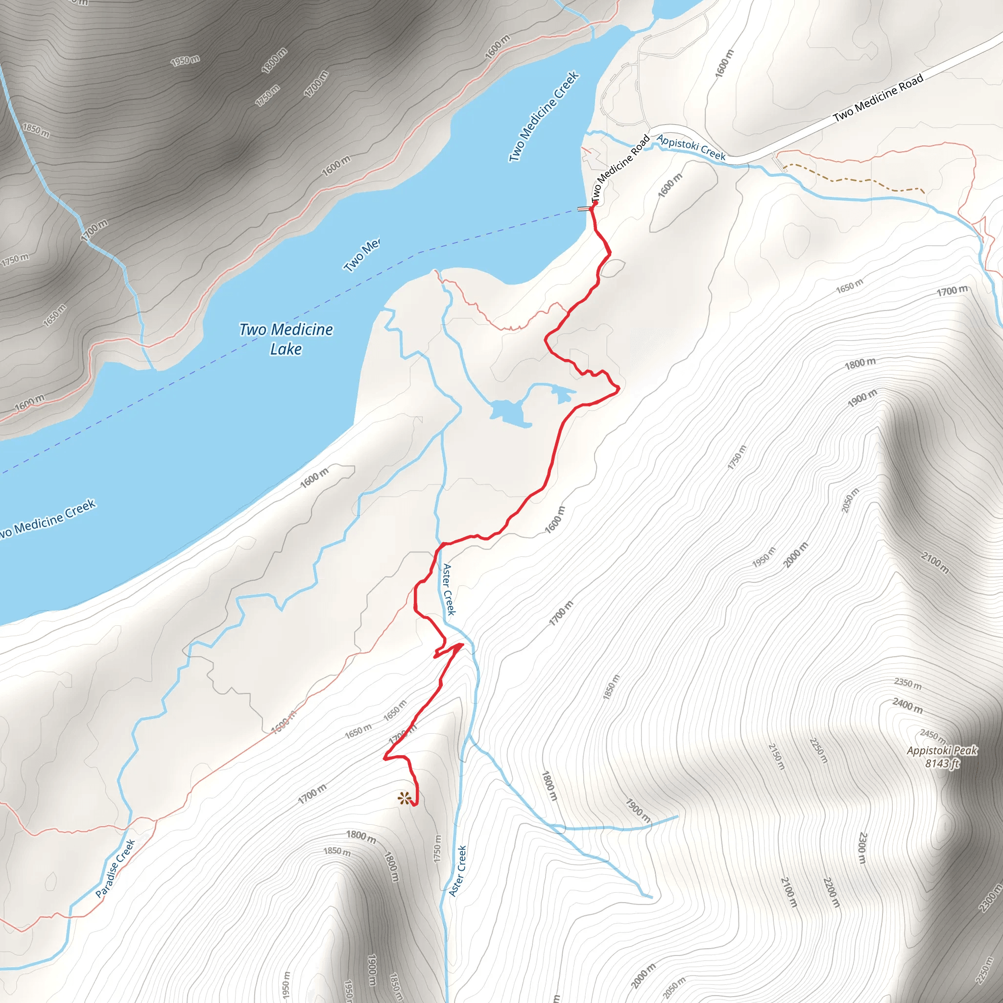Aster Park Trail via Two Medicine South Shore Trail mobile static map