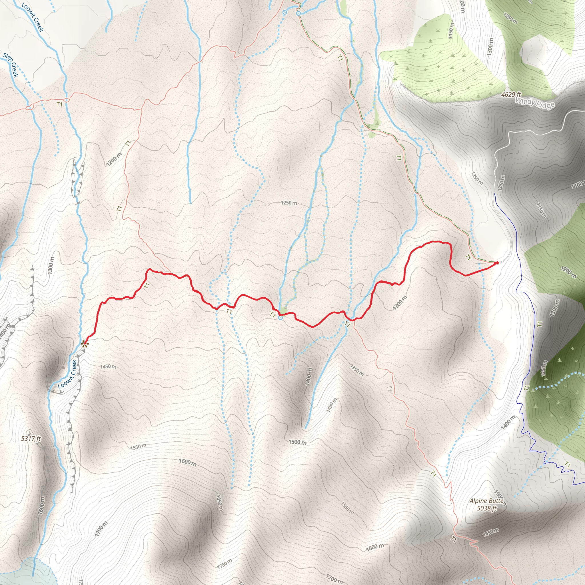 Loowit Falls via Windy Trail mobile static map