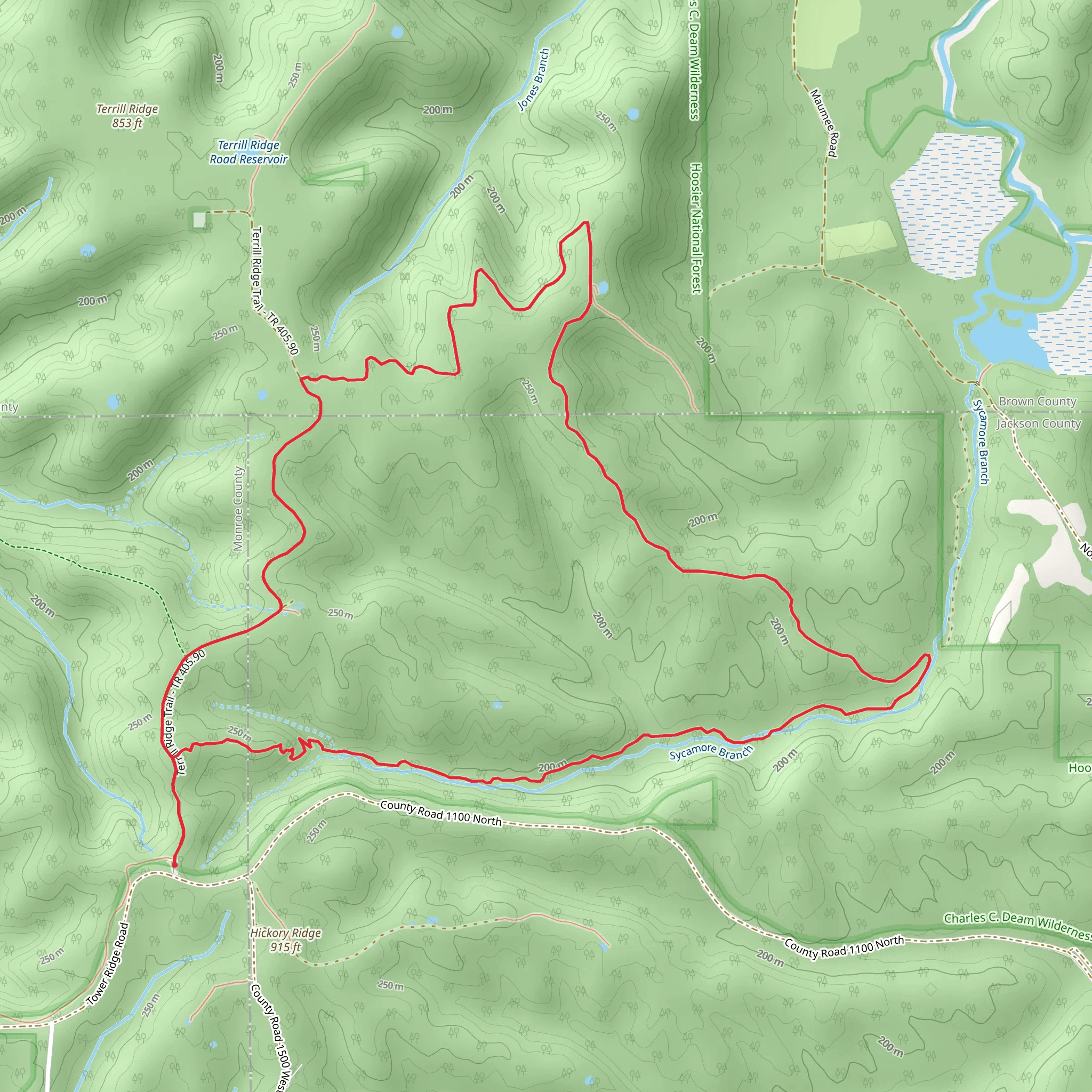 Sycamore Trail and Terrill Ridge Trail Loop mobile static map