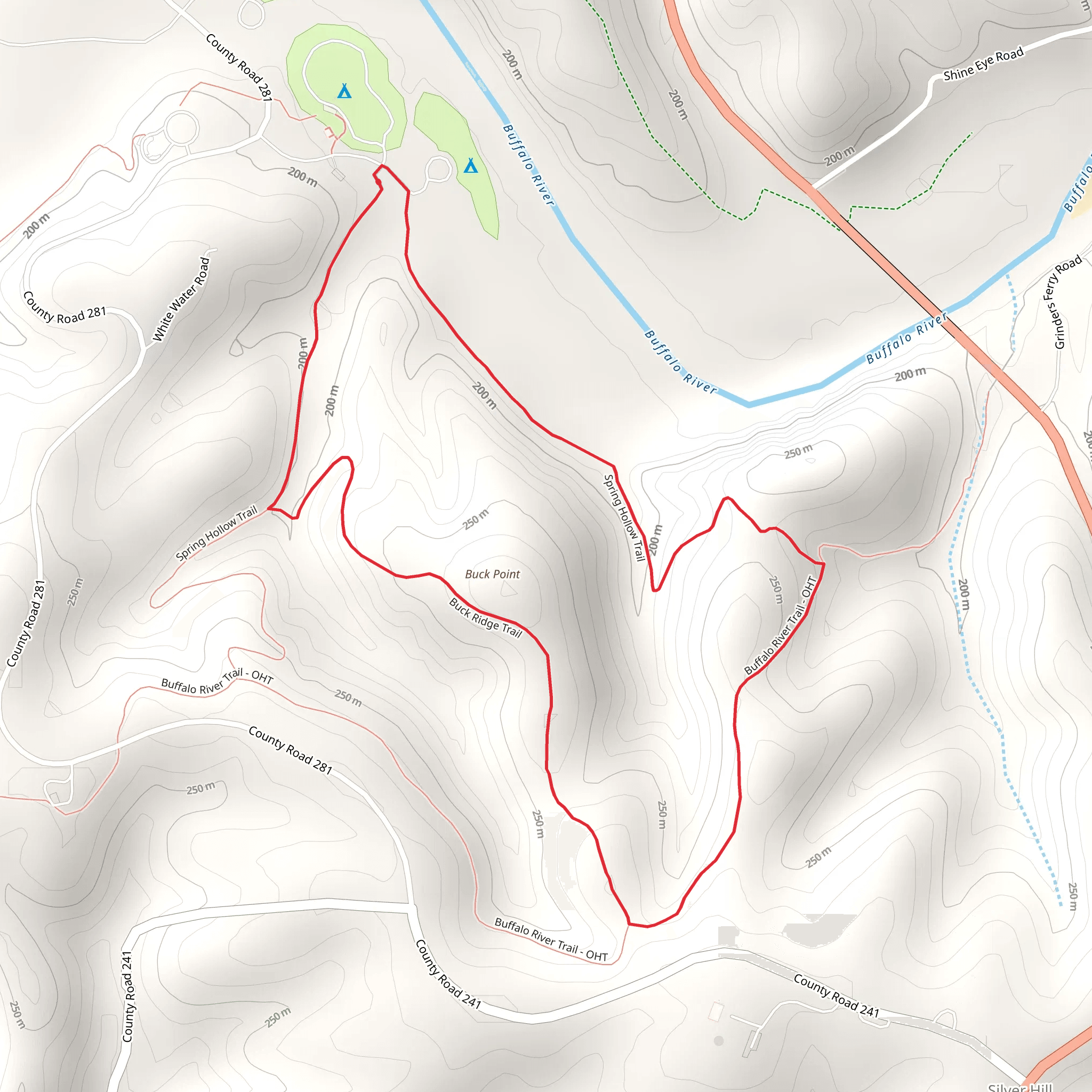 Buck Ridge and Spring Hollow Loop Trail mobile static map