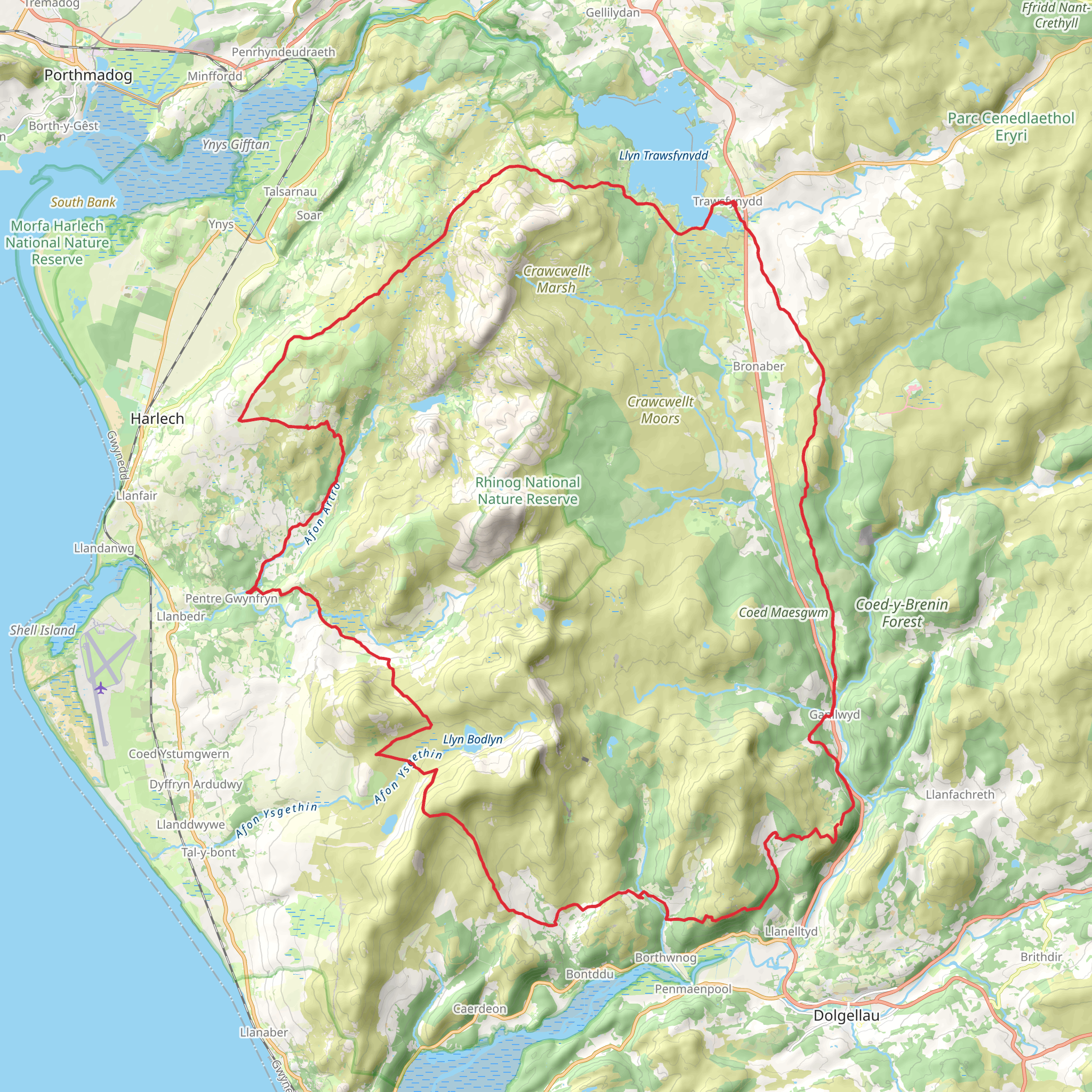 Rhinogs from Trawsfynydd mobile static map