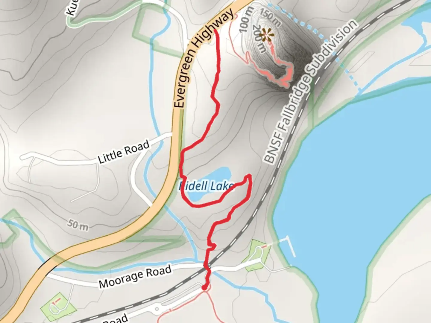 An image depicting the trail River to Rock Trail - Ridell Lake and its surrounding area.
