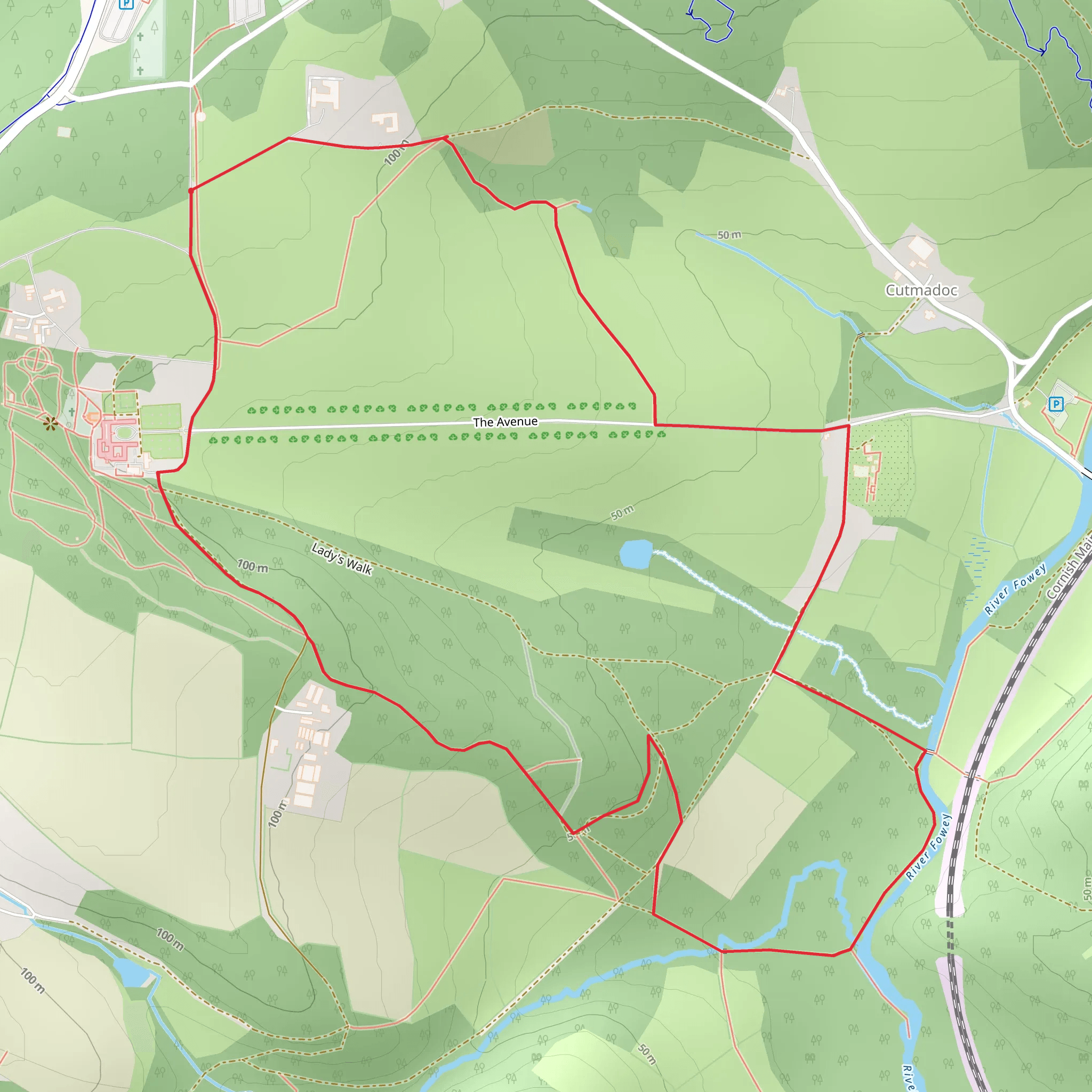 Lanhydrock Parkland Walk mobile static map