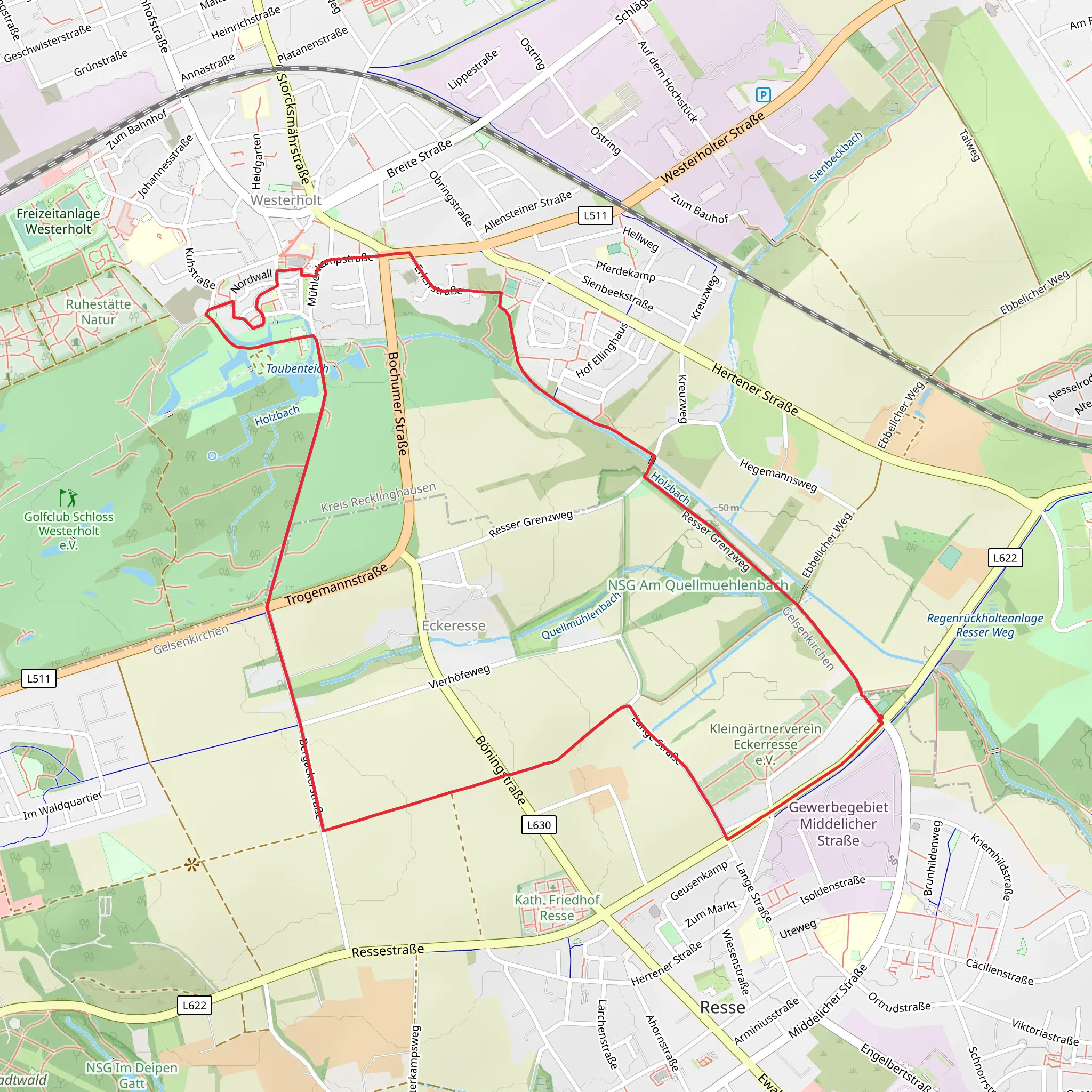 Taubenteich via Resser Grenzweg mobile static map