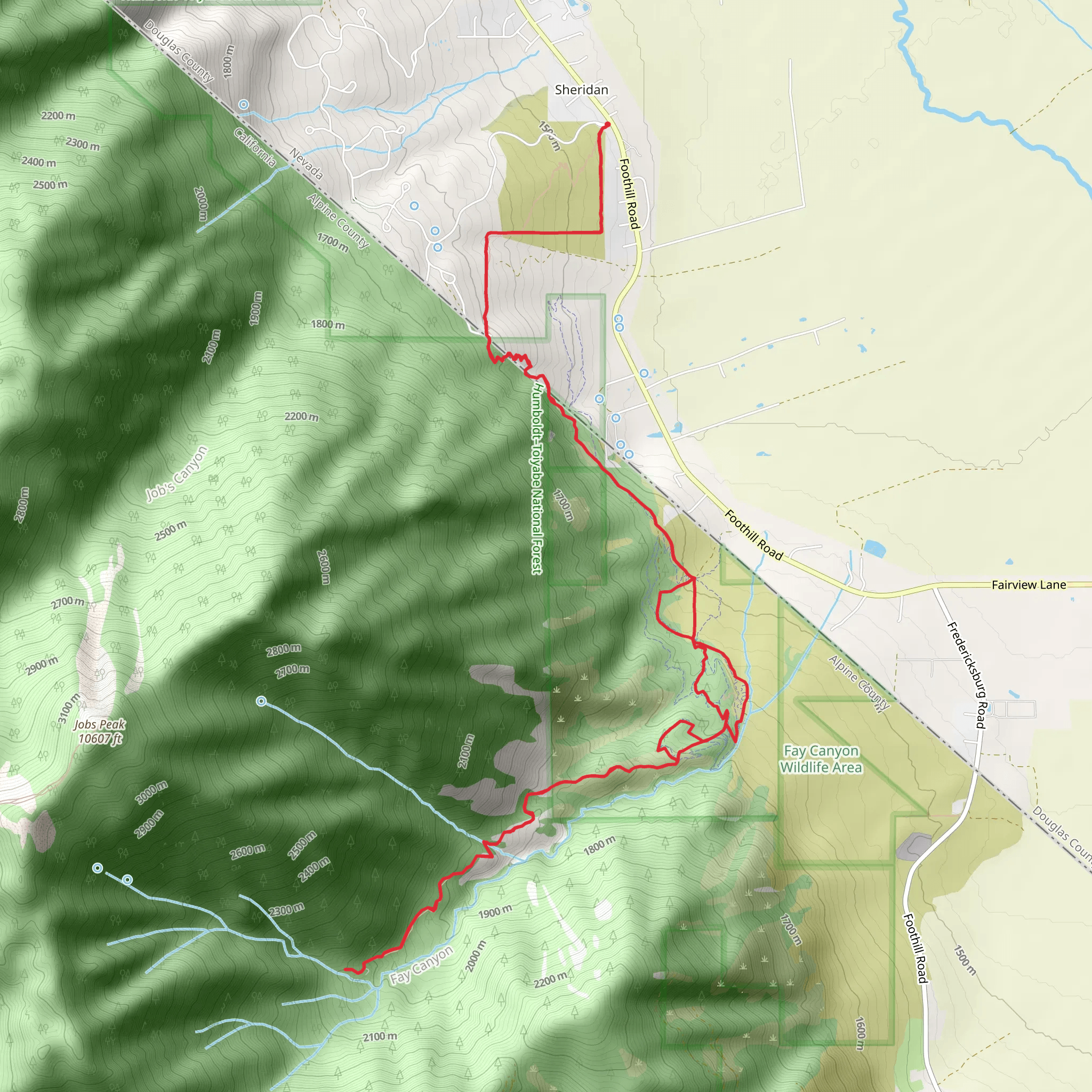 Sandy Trail, Lonesome Trail via Jobs Peak Ranch Trail mobile static map