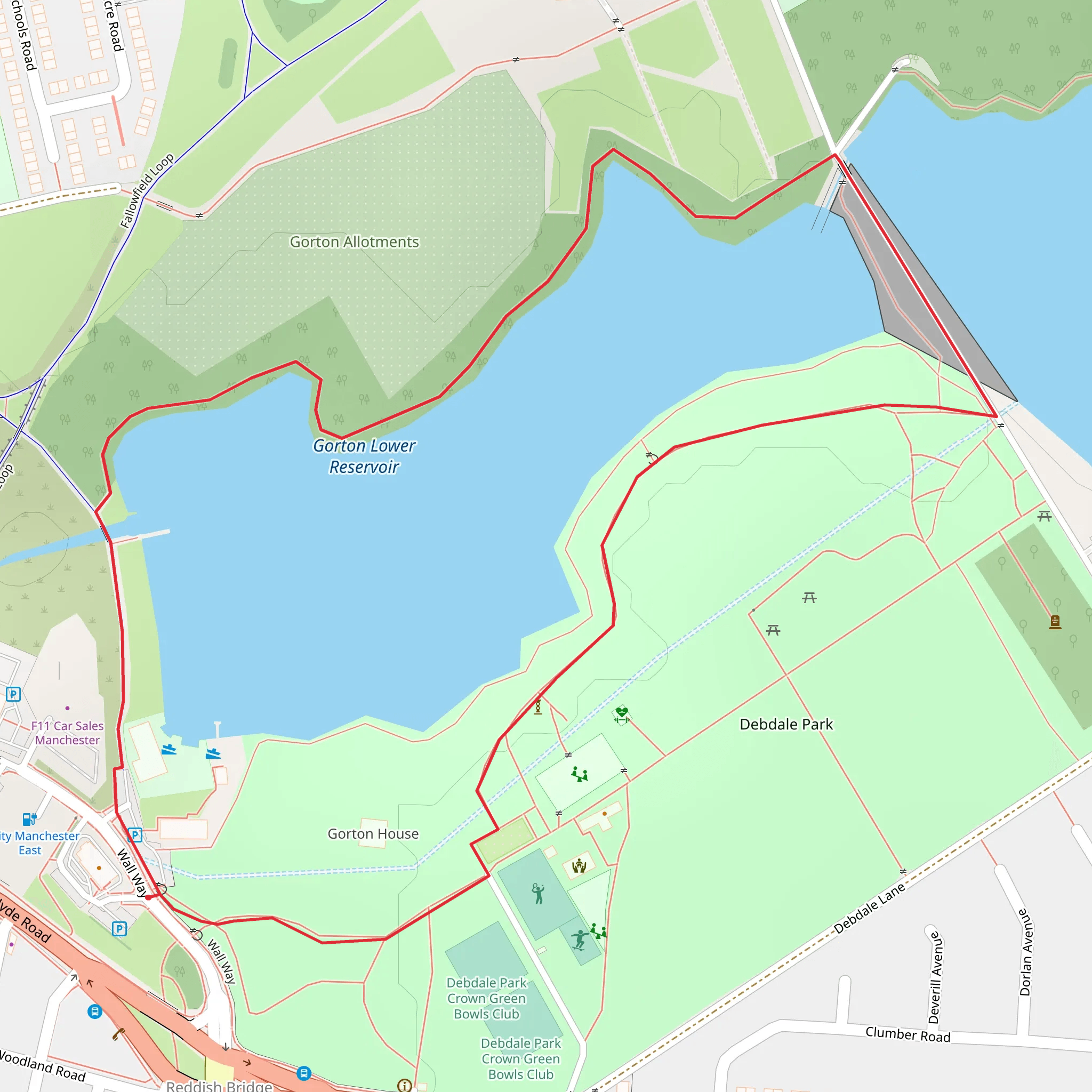 Debdale Park Loop mobile static map