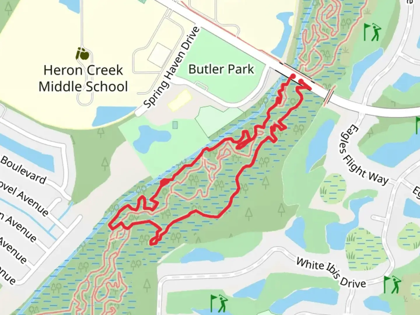 An image depicting the trail Big Slough Loop and its surrounding area.