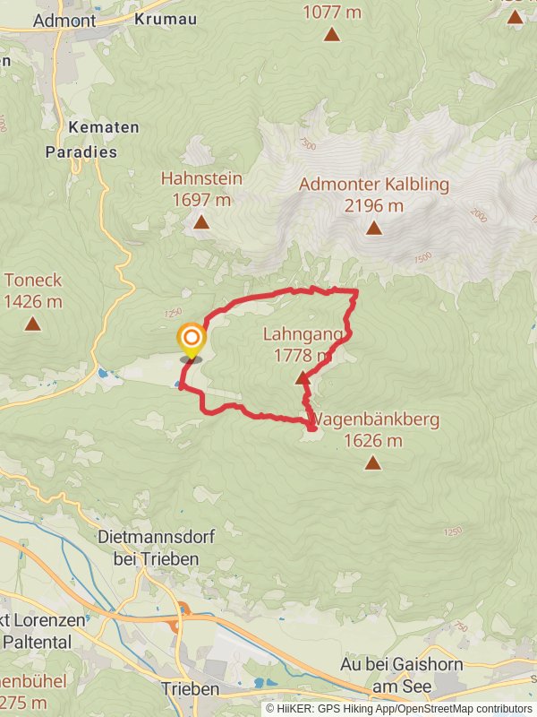 Kaiserau-Klinkehütte - Lahngang-Wagenbänkrunde mobile static map