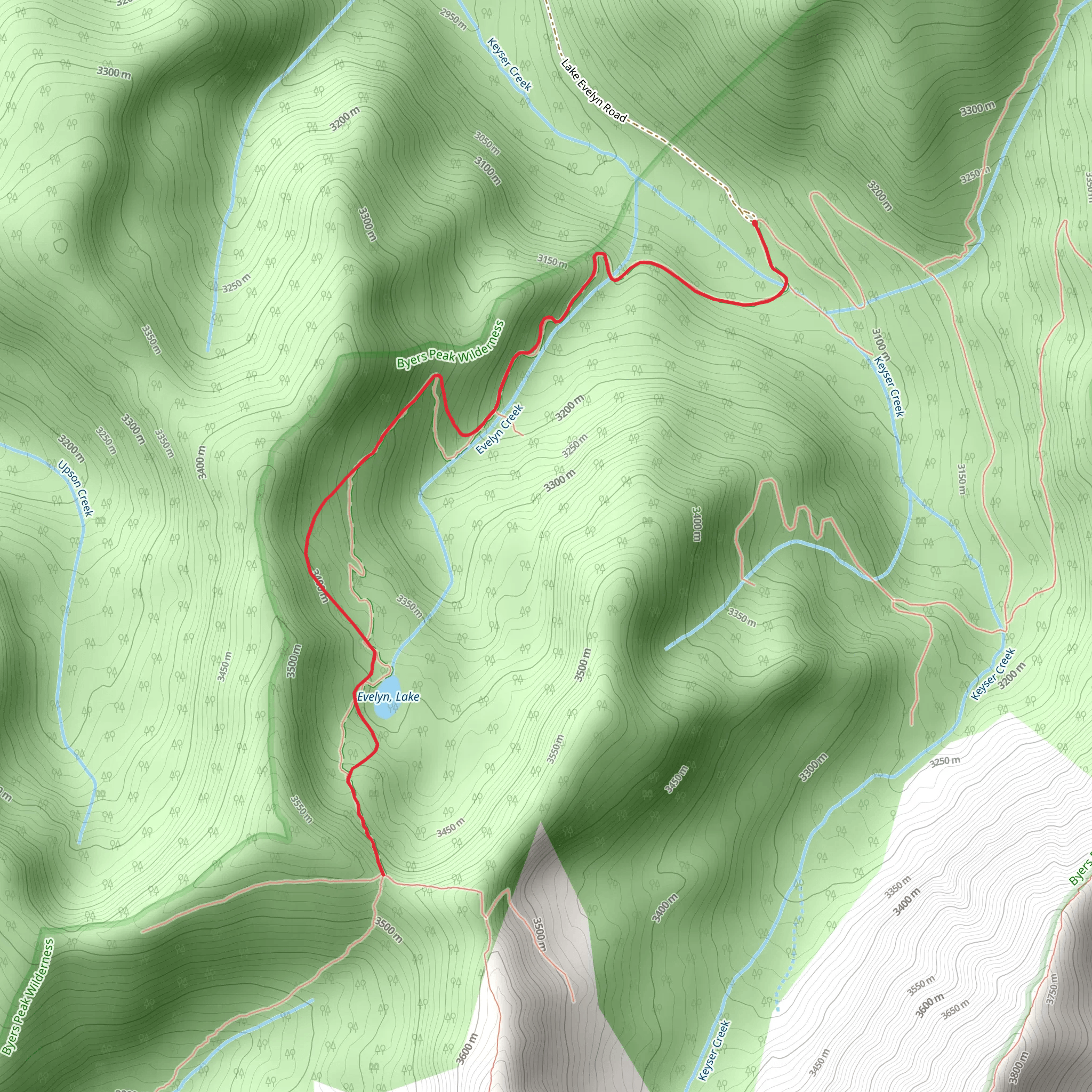 Lake Evelyn Trail mobile static map