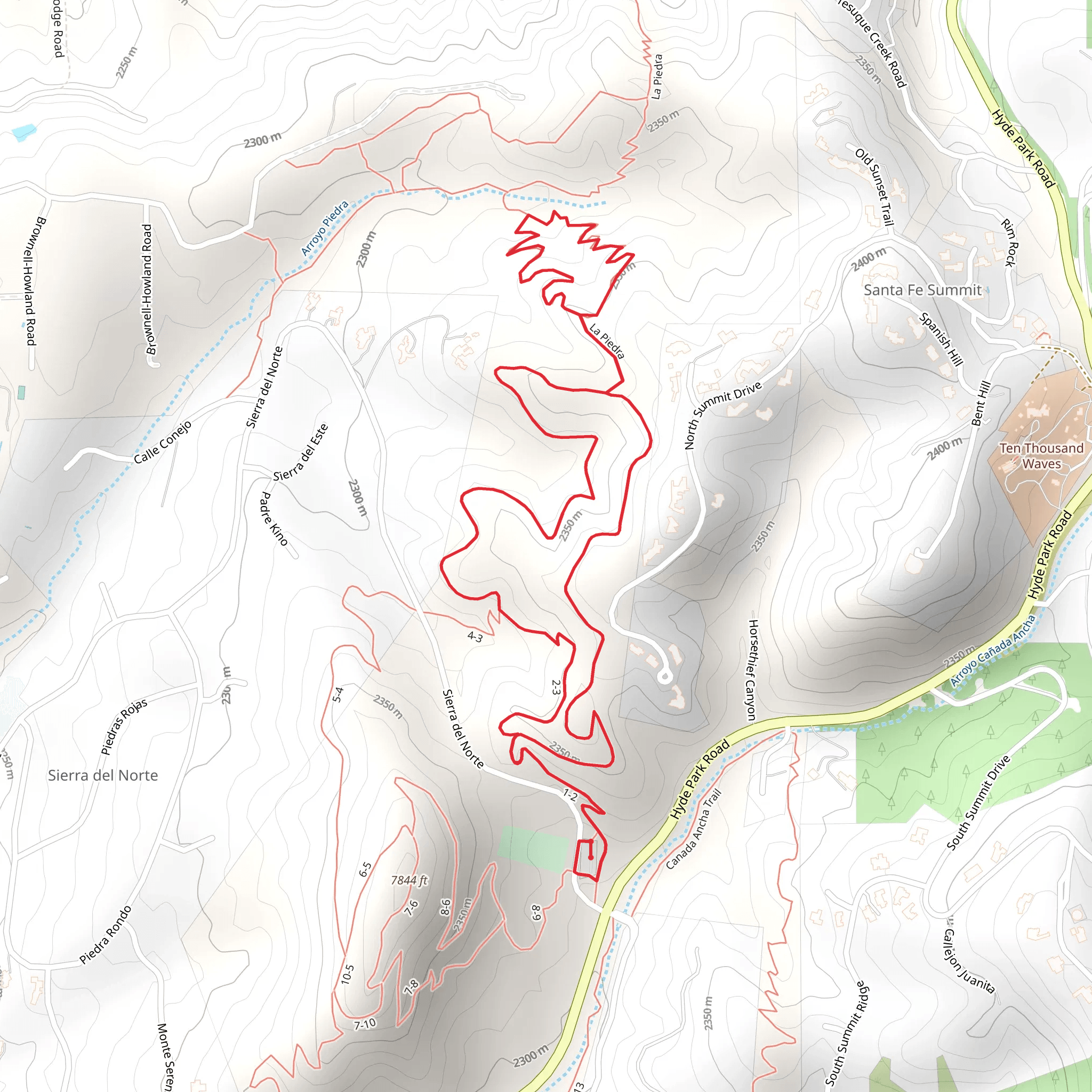 Le Piedra and West Le Piedra Loop mobile static map