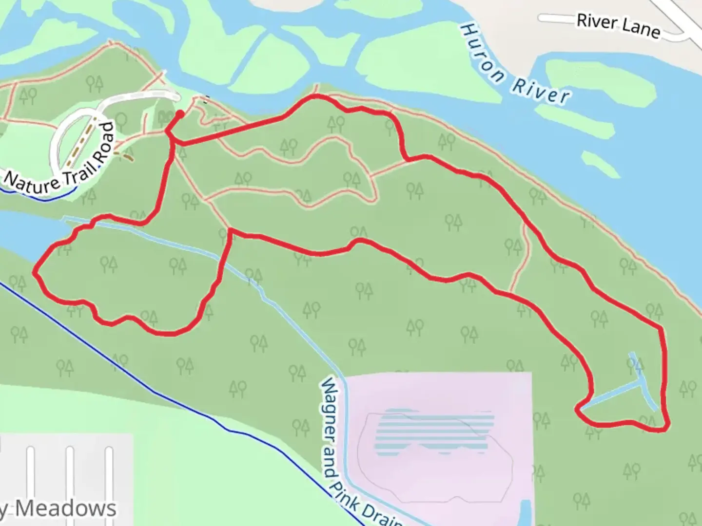An image depicting the trail Long Bark Nature Trail Loop and its surrounding area.