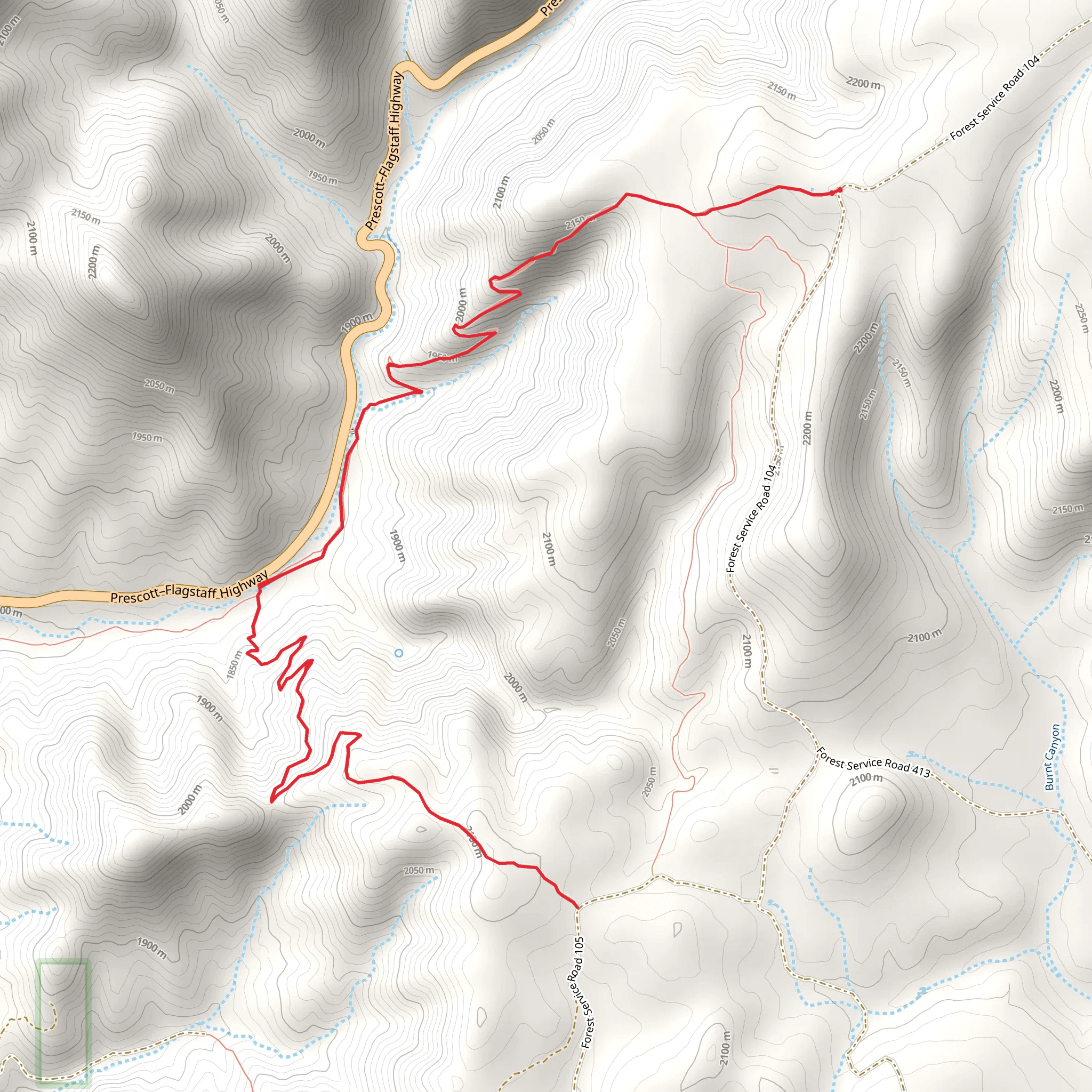 Yeager Canyon Trail mobile static map
