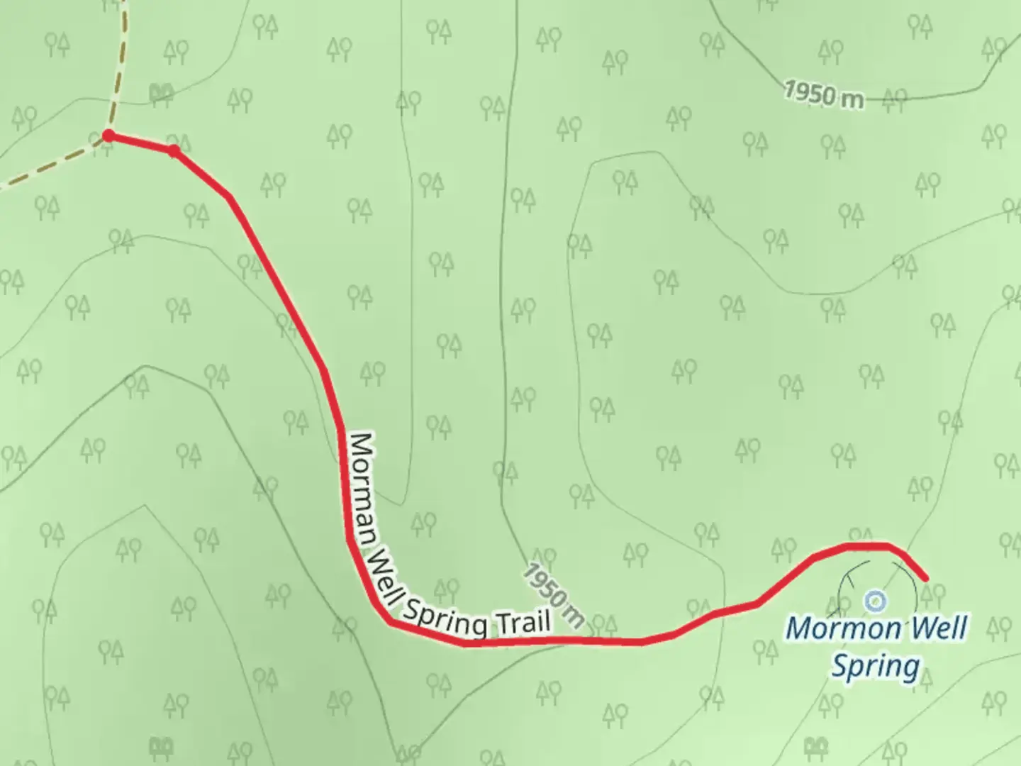An image depicting the trail Morman Well Spring Trail and its surrounding area.
