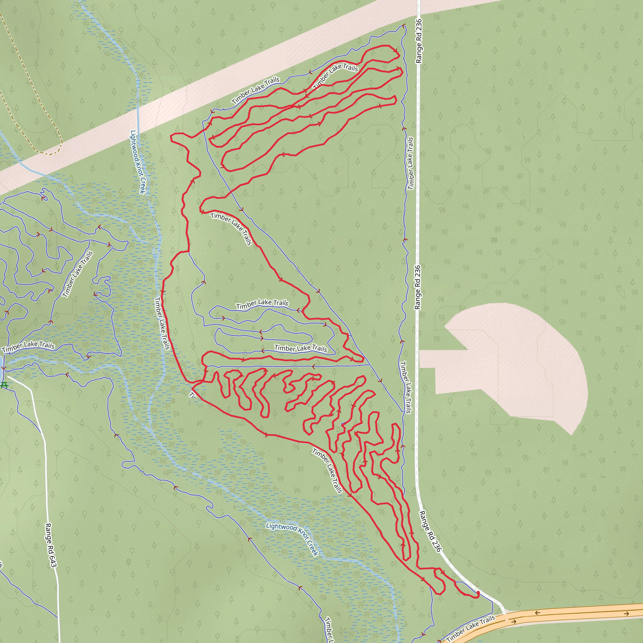 Lightwood Knot Creek - Timber Lake Trail mobile static map