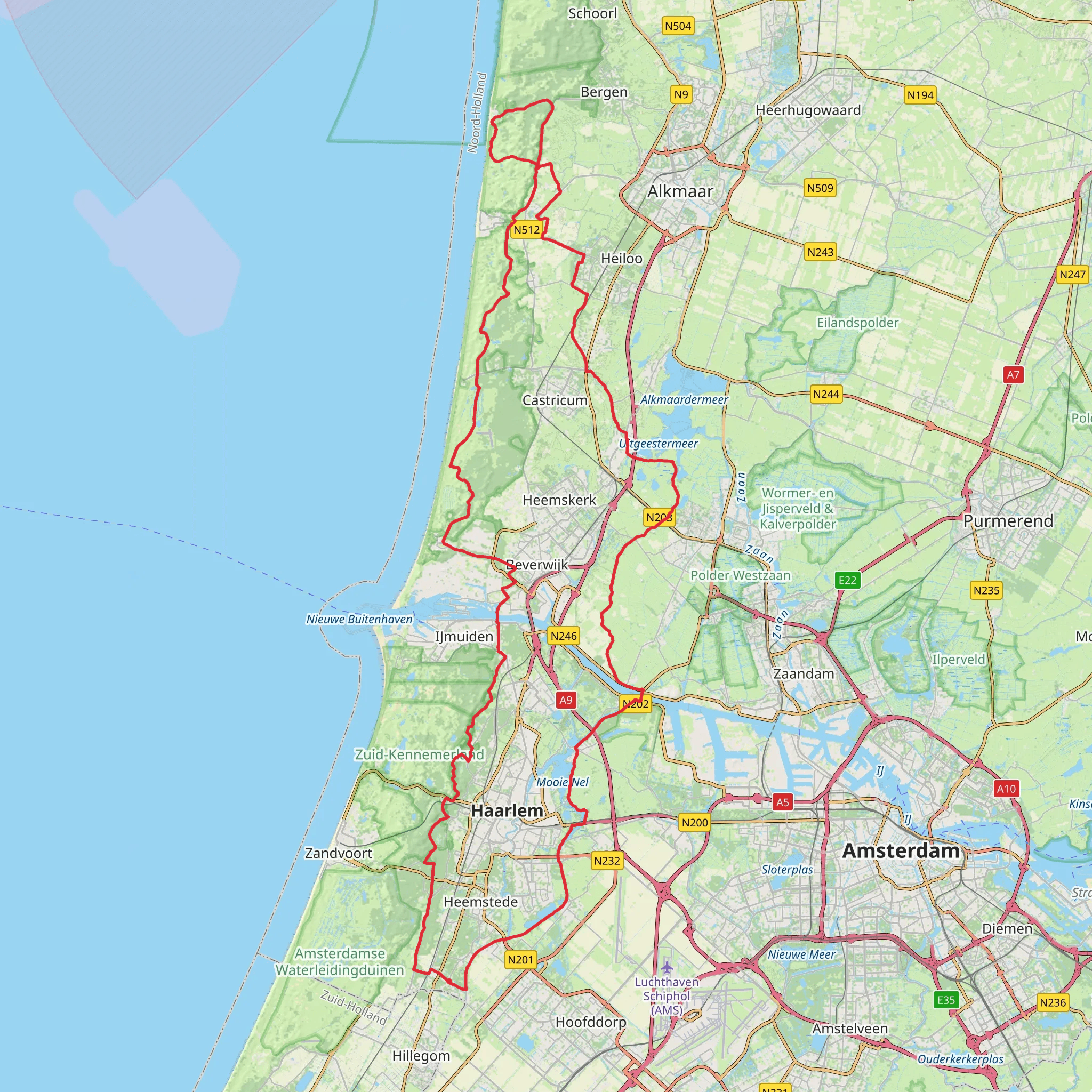 Bekslaan, Vogelenzangseweg, Bentveldsweg and Van Oldenborghweg Loop mobile static map