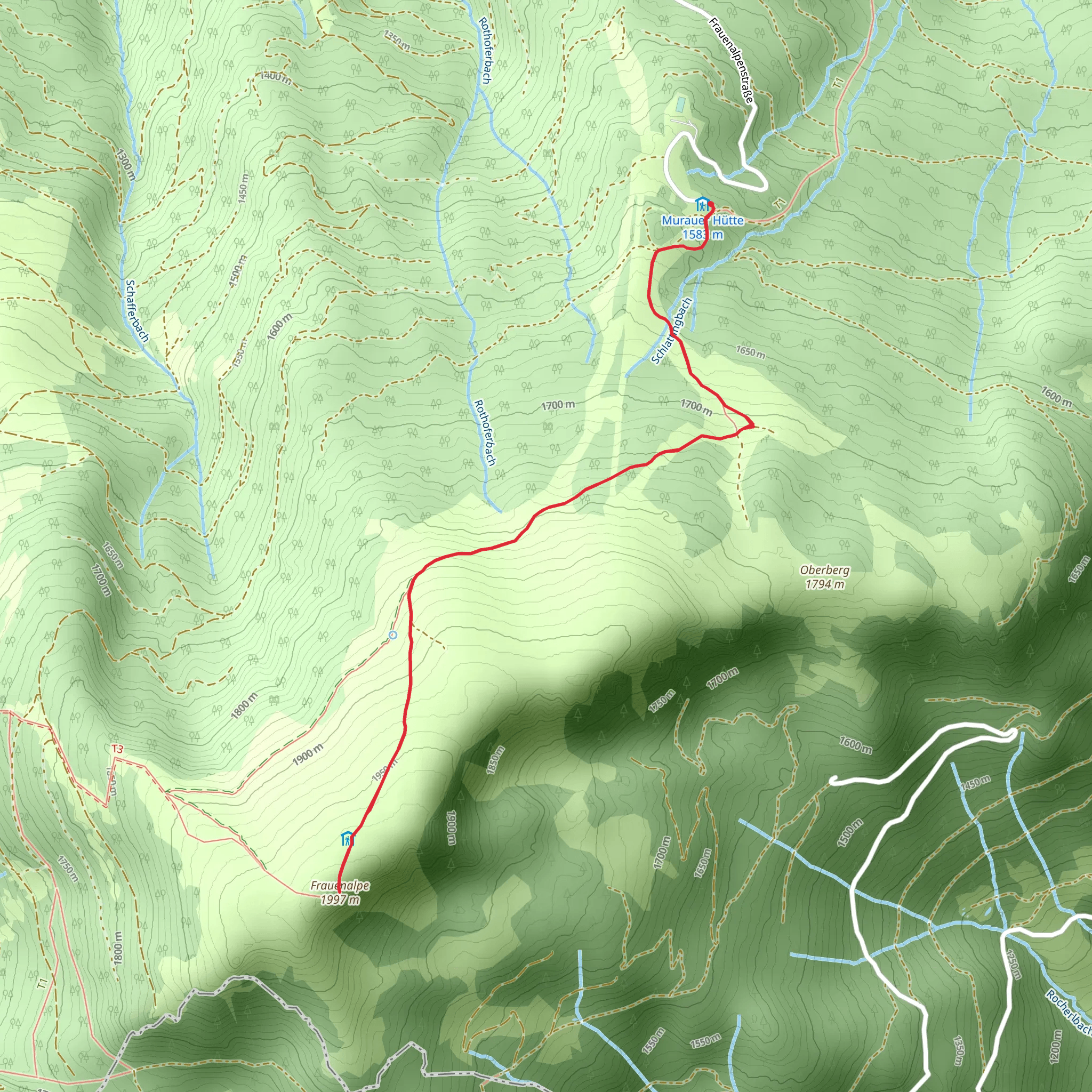 Murauerhütte - Frauenalpe mobile static map