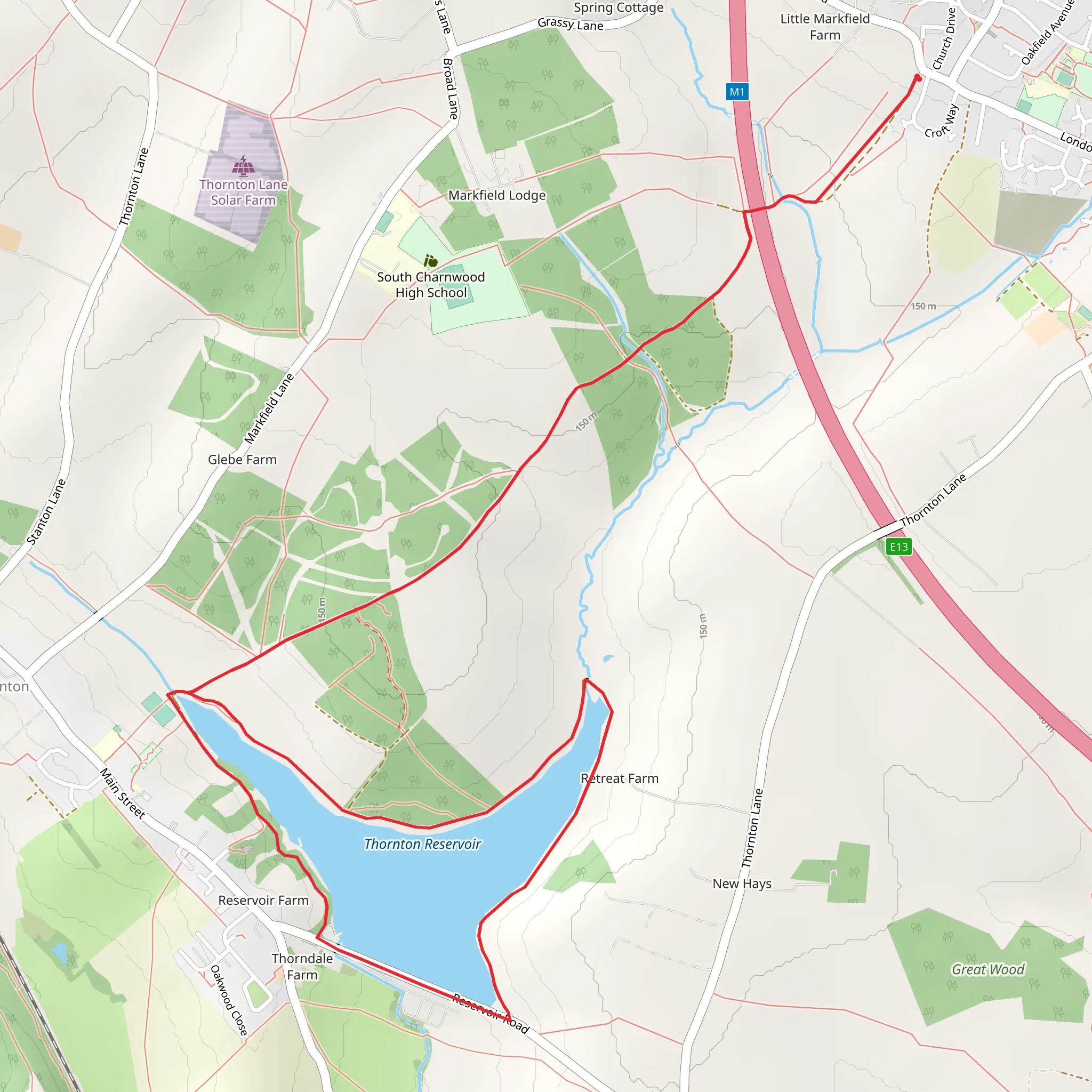 Browns Wood and Thornton Reservoir Loop mobile static map