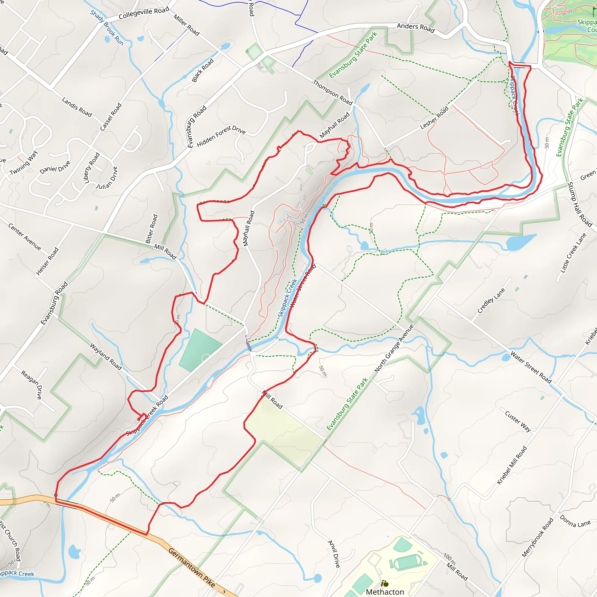 Skippack Creek Loop -Skippack Creek Road mobile static map