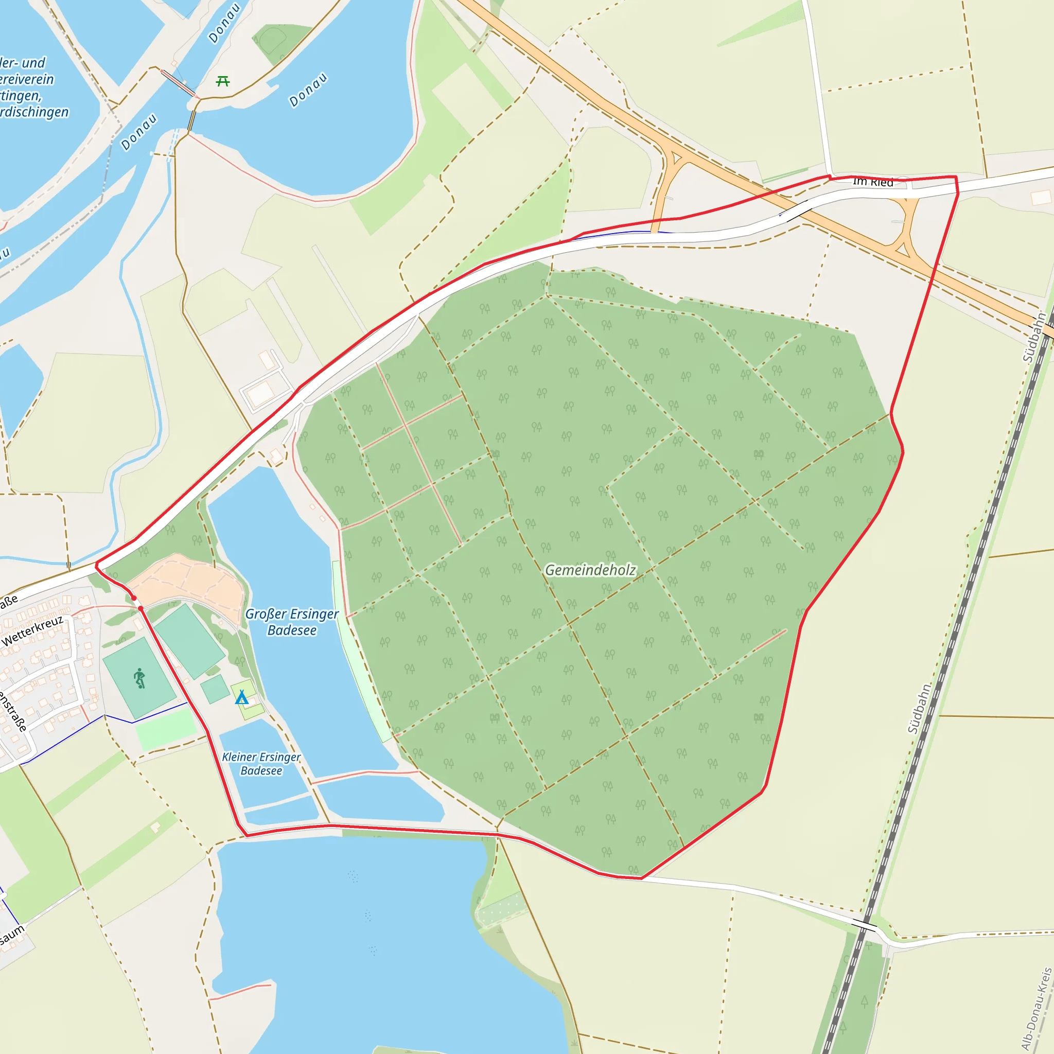 Gemeindeholz and Kleiner Ersinger Badesee Loop mobile static map