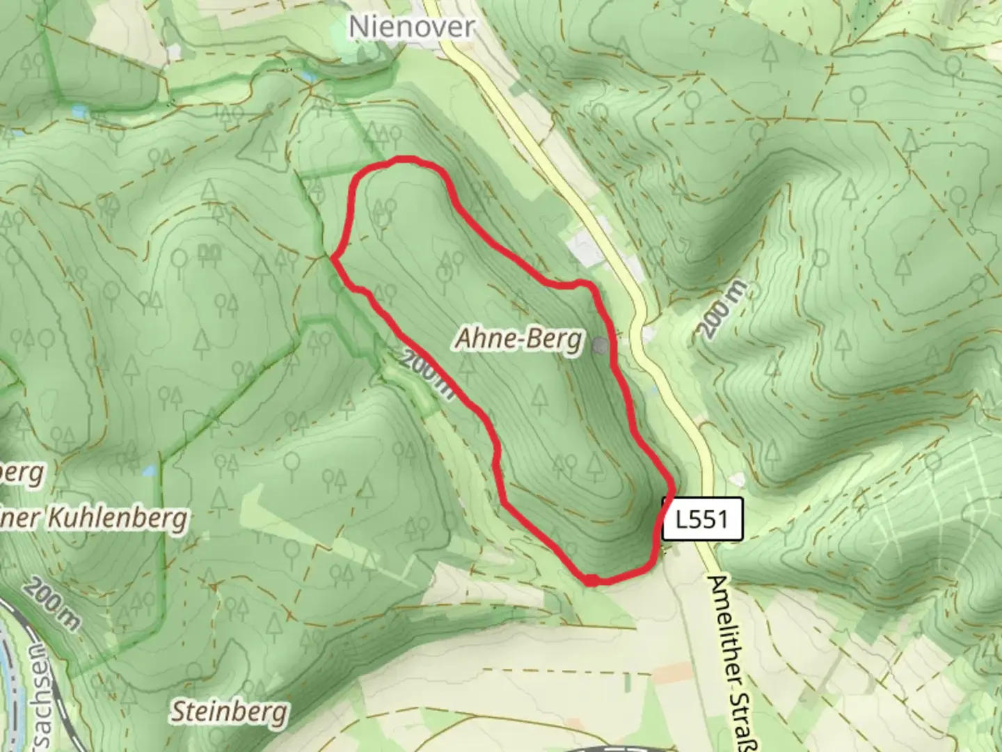 An image depicting the trail Ahne-Berg Loop and its surrounding area.