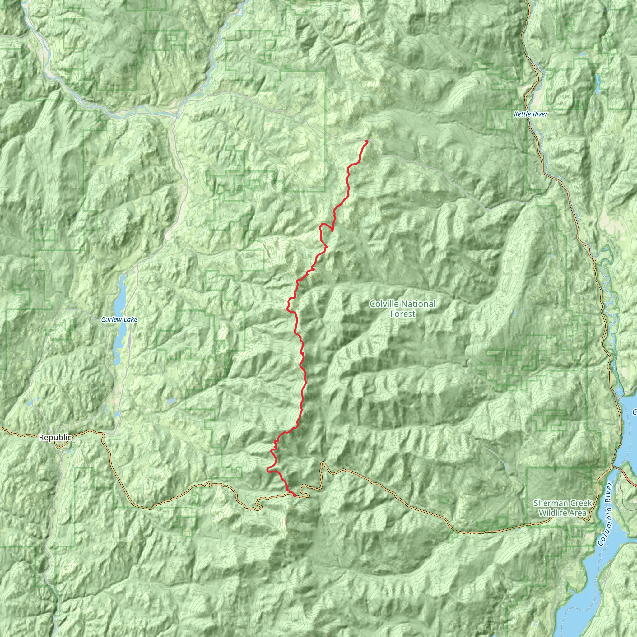 The Kettle Crest Trail mobile static map
