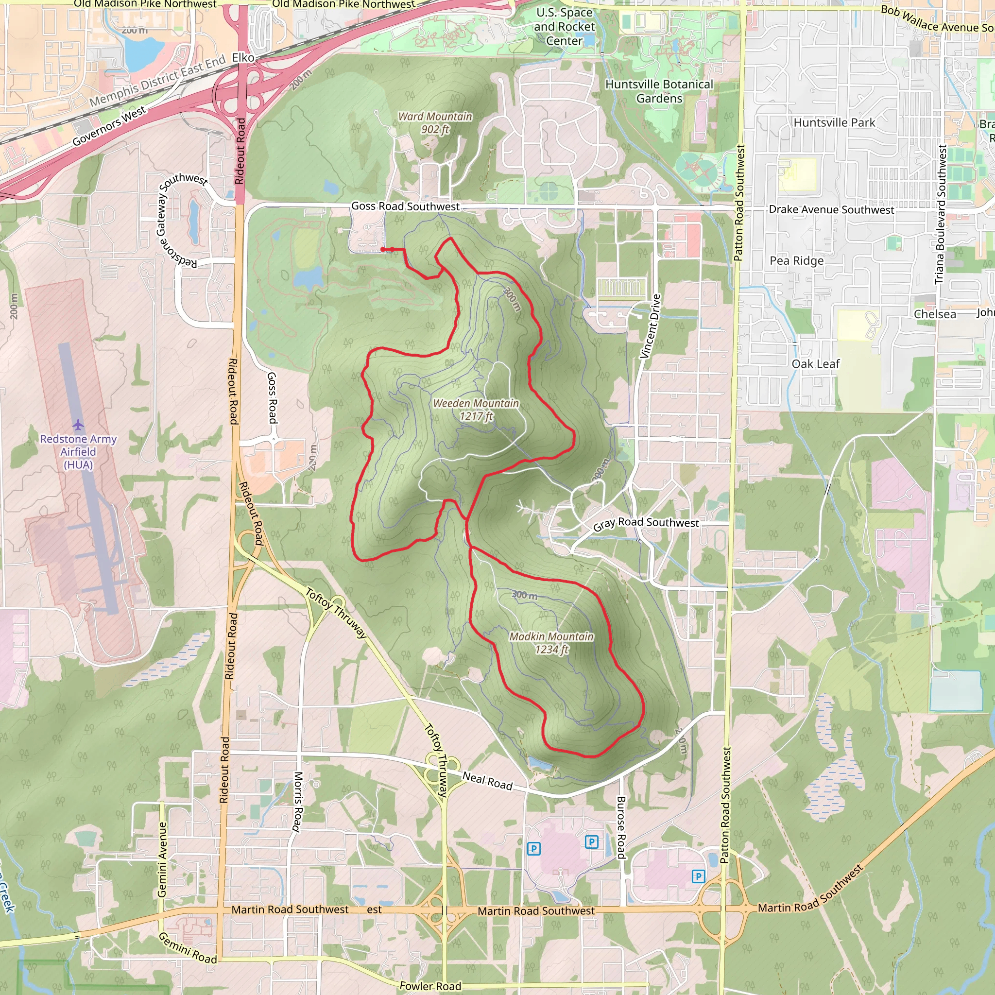 Loop around Weeden and Madkin Mountain mobile static map