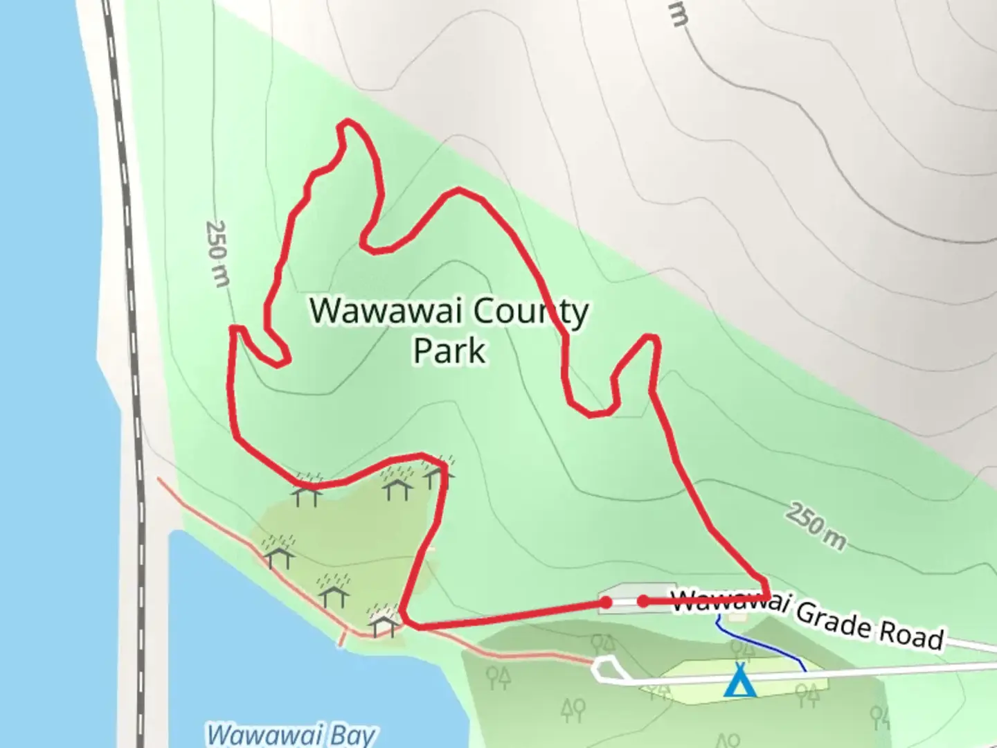 An image depicting the trail Wawawai County Park Loop and its surrounding area.