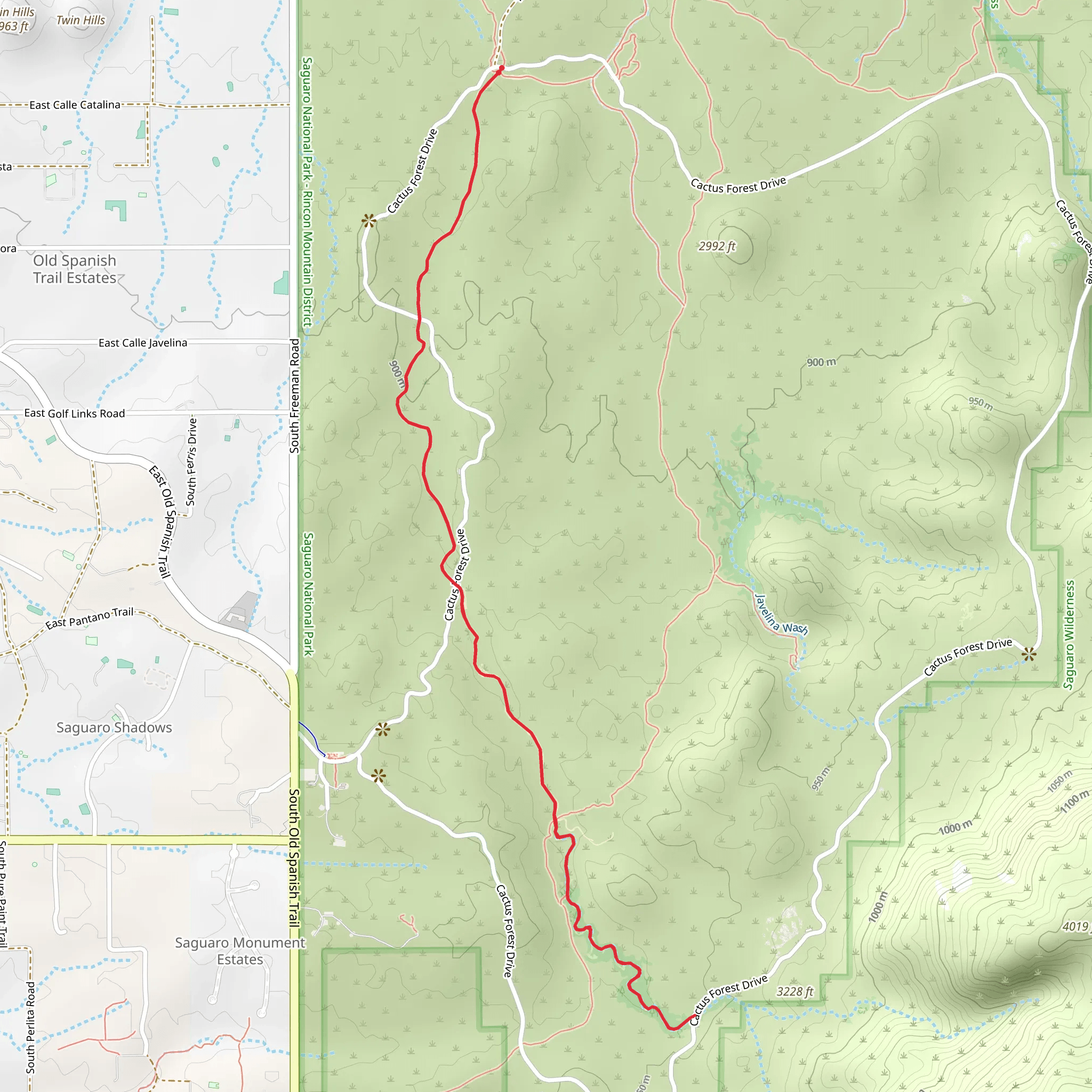 Javelina West Wash Trail mobile static map
