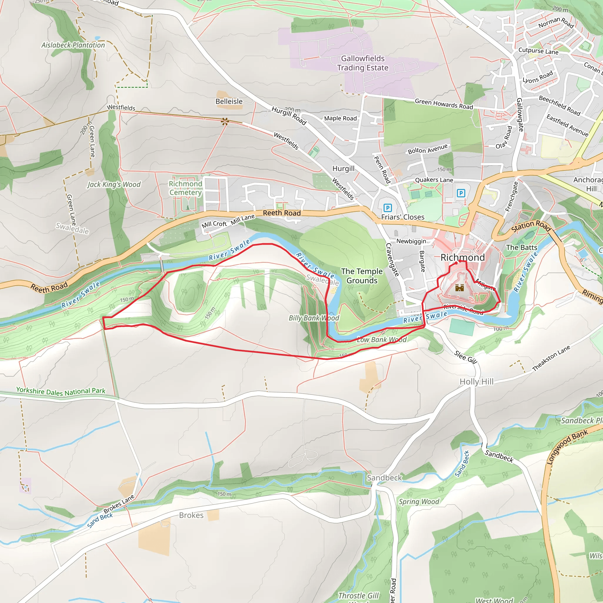 Richmond - Hudswell Woods and River Swale mobile static map
