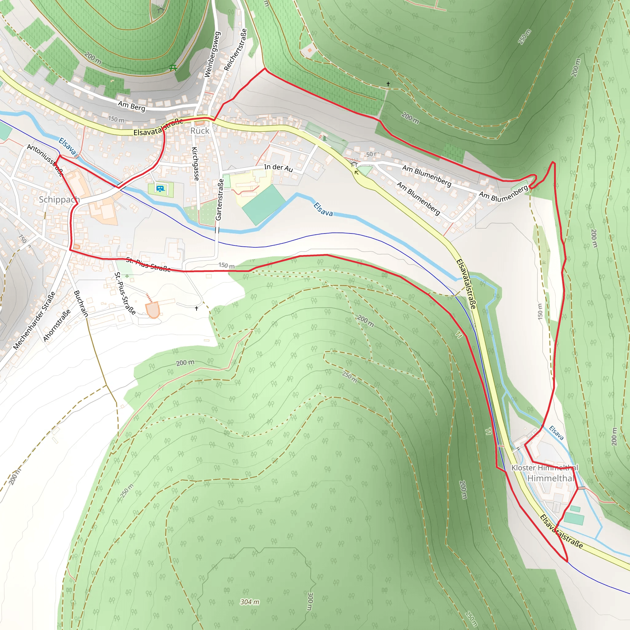 Schippach to Himmelthal Loop mobile static map