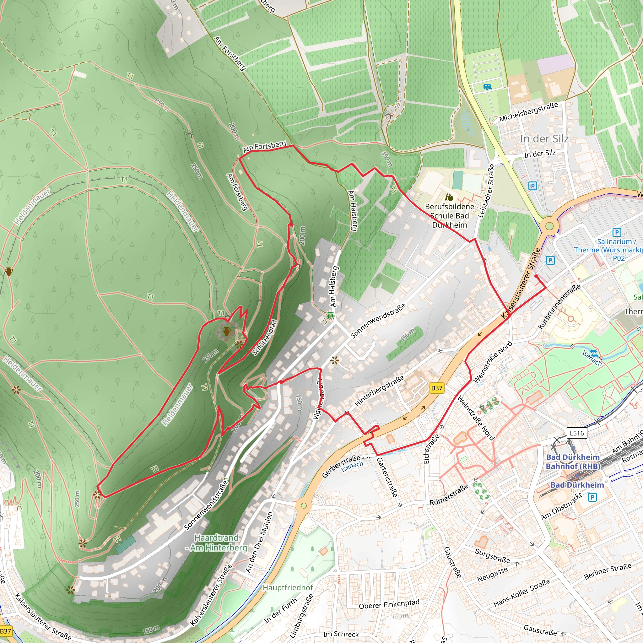 Kaiser Wilhelms Höhe, Brunnenhalle and Schäferwarte Loop mobile static map