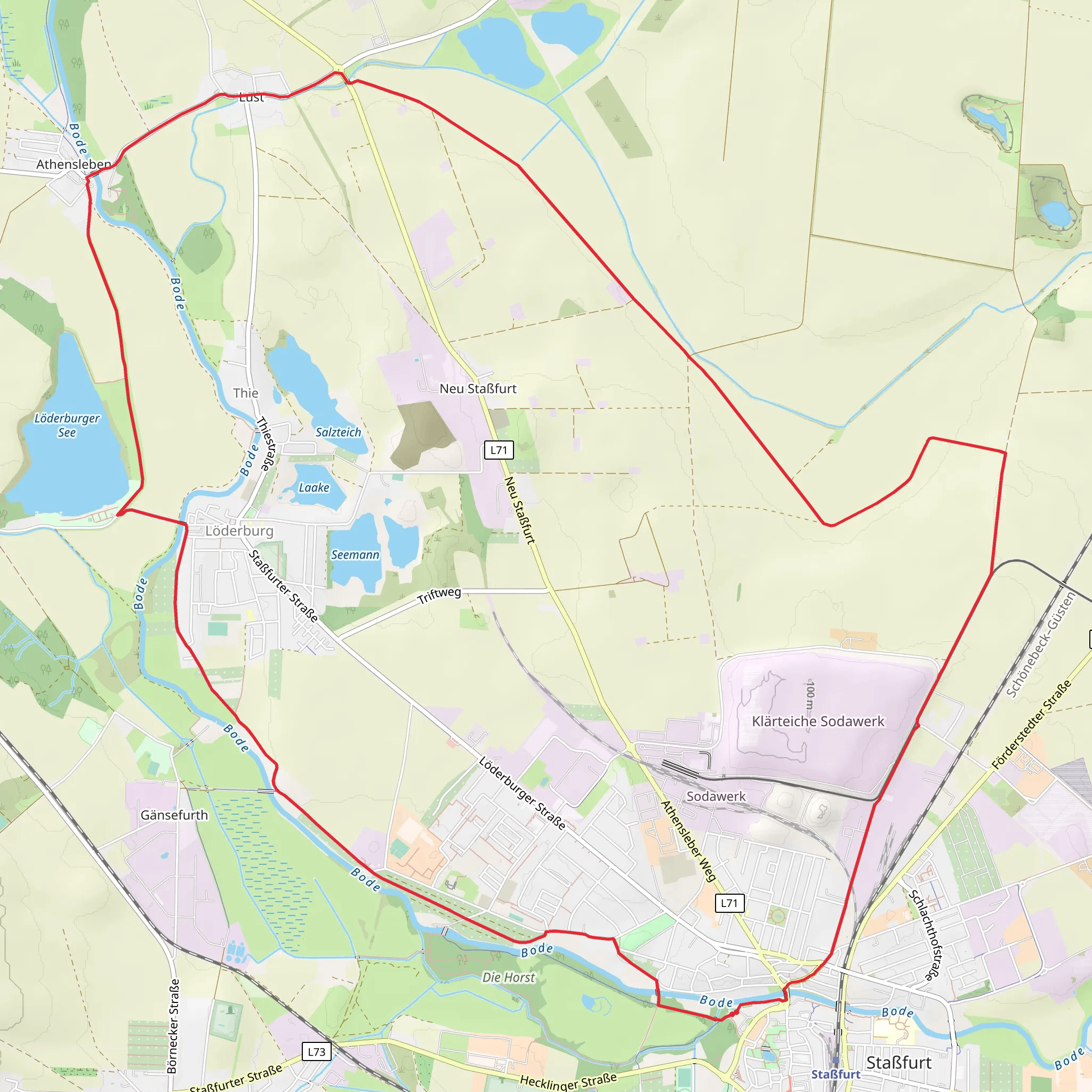 Stassfurt Loop via Loderburger See mobile static map