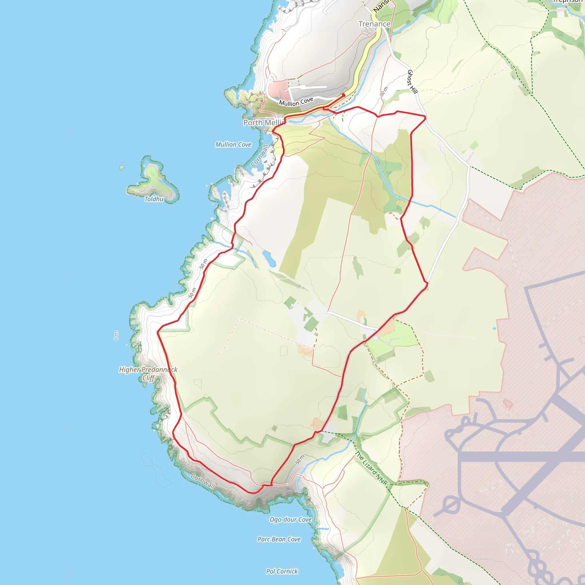 Higher Predannack Cliff and Mullion Cove Loop mobile static map